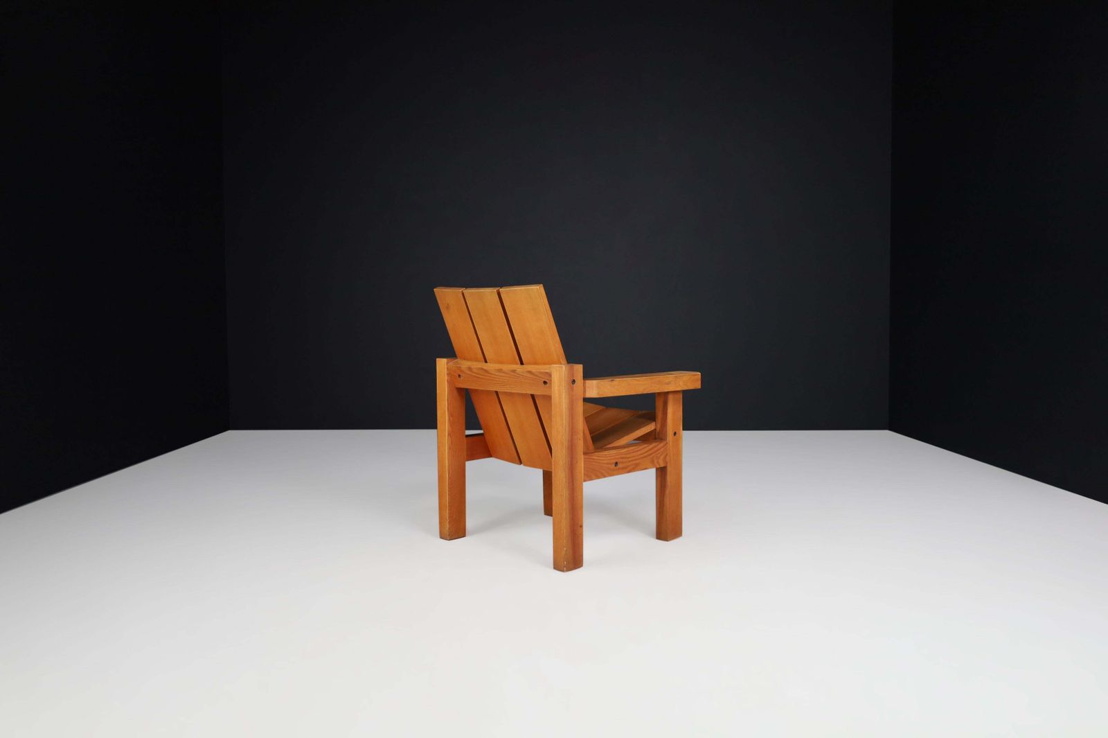 photo for sale Mid Century Modern, Minimalist Lounge Chairs In Solid Elm, France 1960s