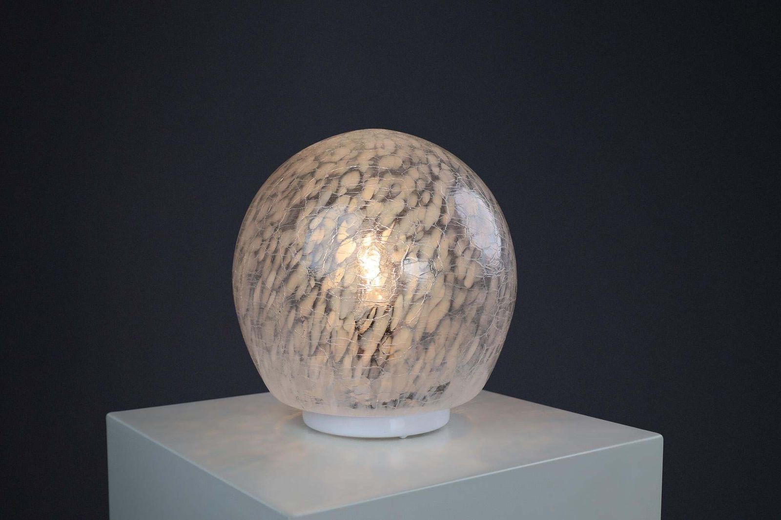 Mid Century White/Light Blue Murano Glass Table Lamp, Italy 1970s photo 676.0