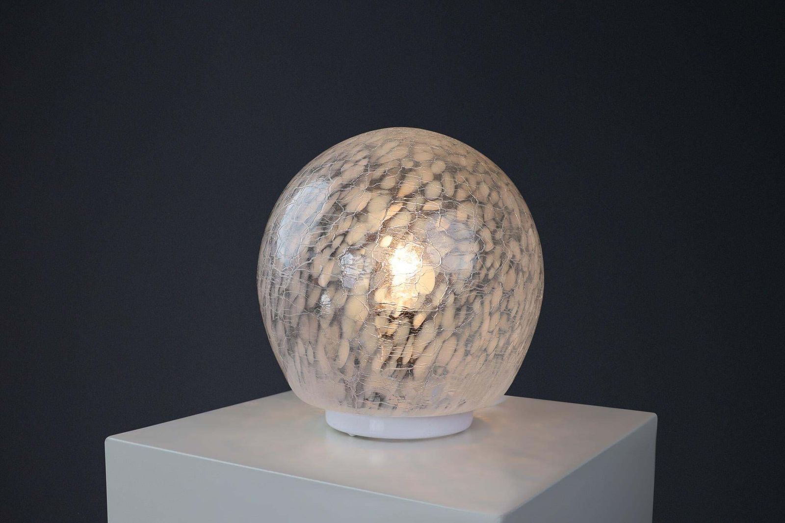Mid Century White/Light Blue Murano Glass Table Lamp, Italy 1970s photo vintage