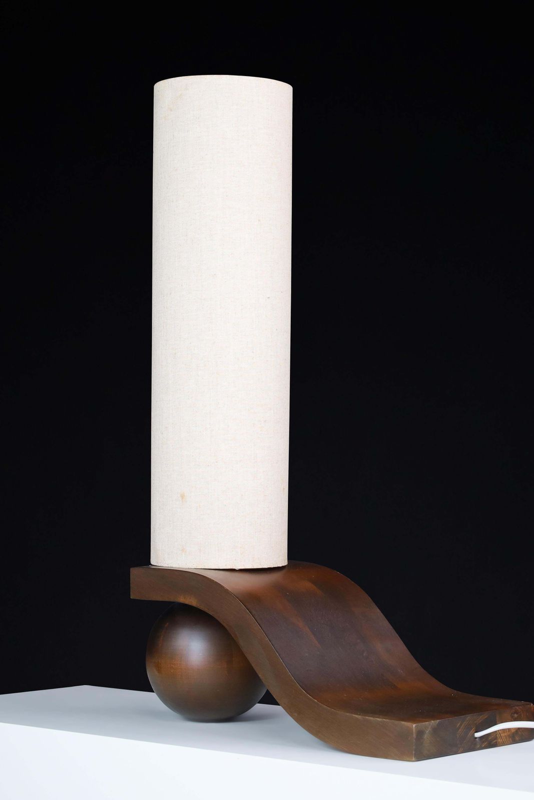 Mid Century Czech Table Lamp By Vladimír Nývlt In Sculpted Wood, 1970s photo vinterior