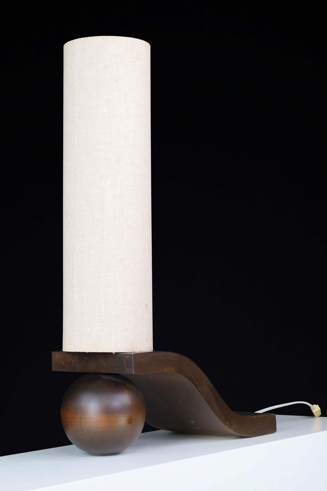 Mid Century Czech Table Lamp By Vladimír Nývlt In Sculpted Wood, 1970s photo vintage