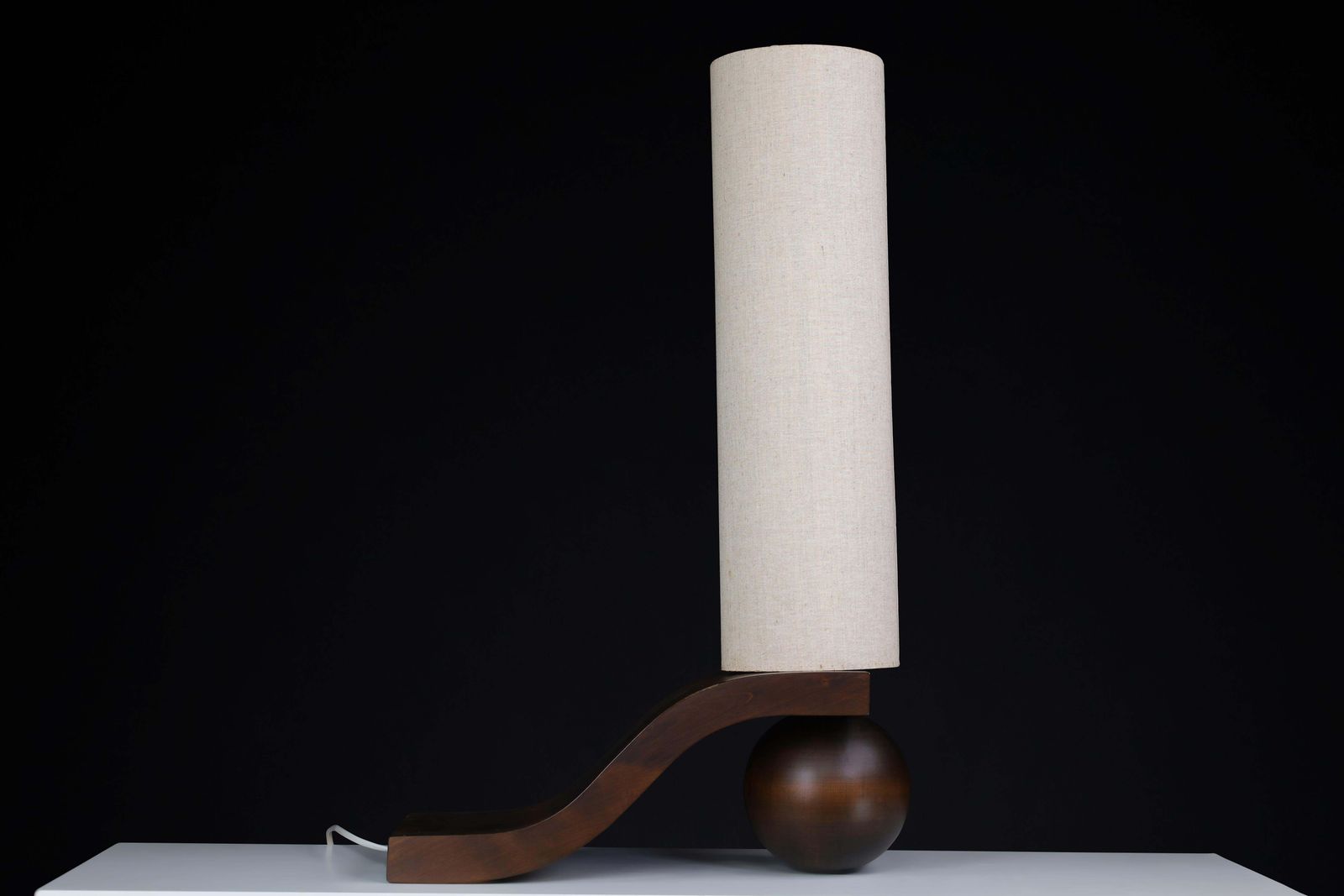 photo furniture Mid Century Czech Table Lamp By Vladimír Nývlt In Sculpted Wood, 1970s