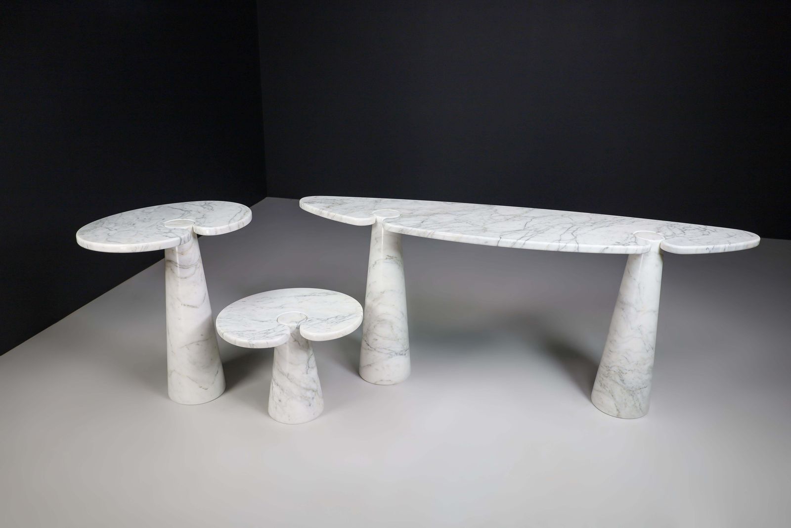 Angelo Mangiarotti For Skipper White Carrara Marble "Eros" Consoles, Italy 1970s photo furniture