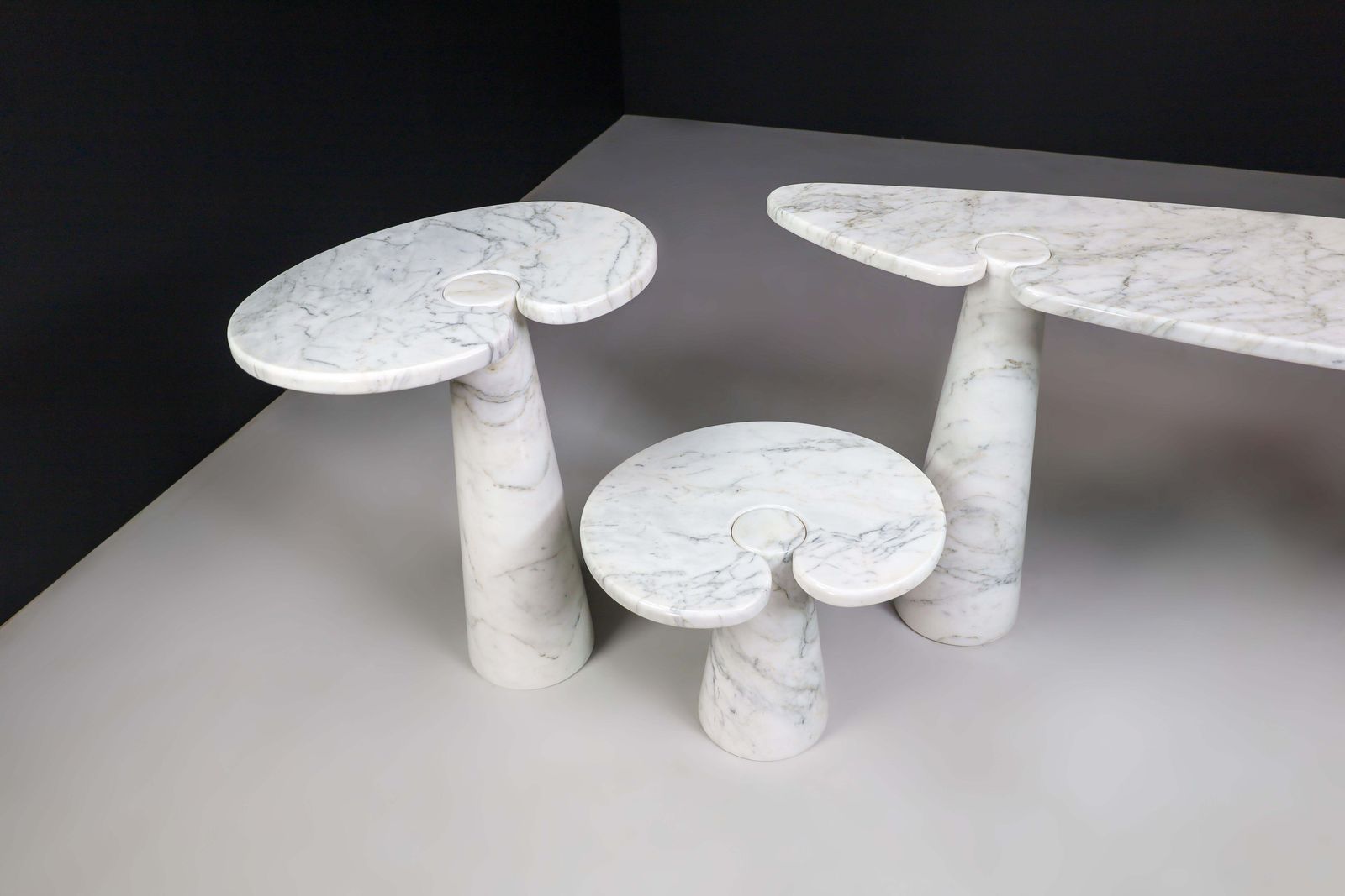 Angelo Mangiarotti For Skipper White Carrara Marble "Eros" Consoles, Italy 1970s photo Furniture
