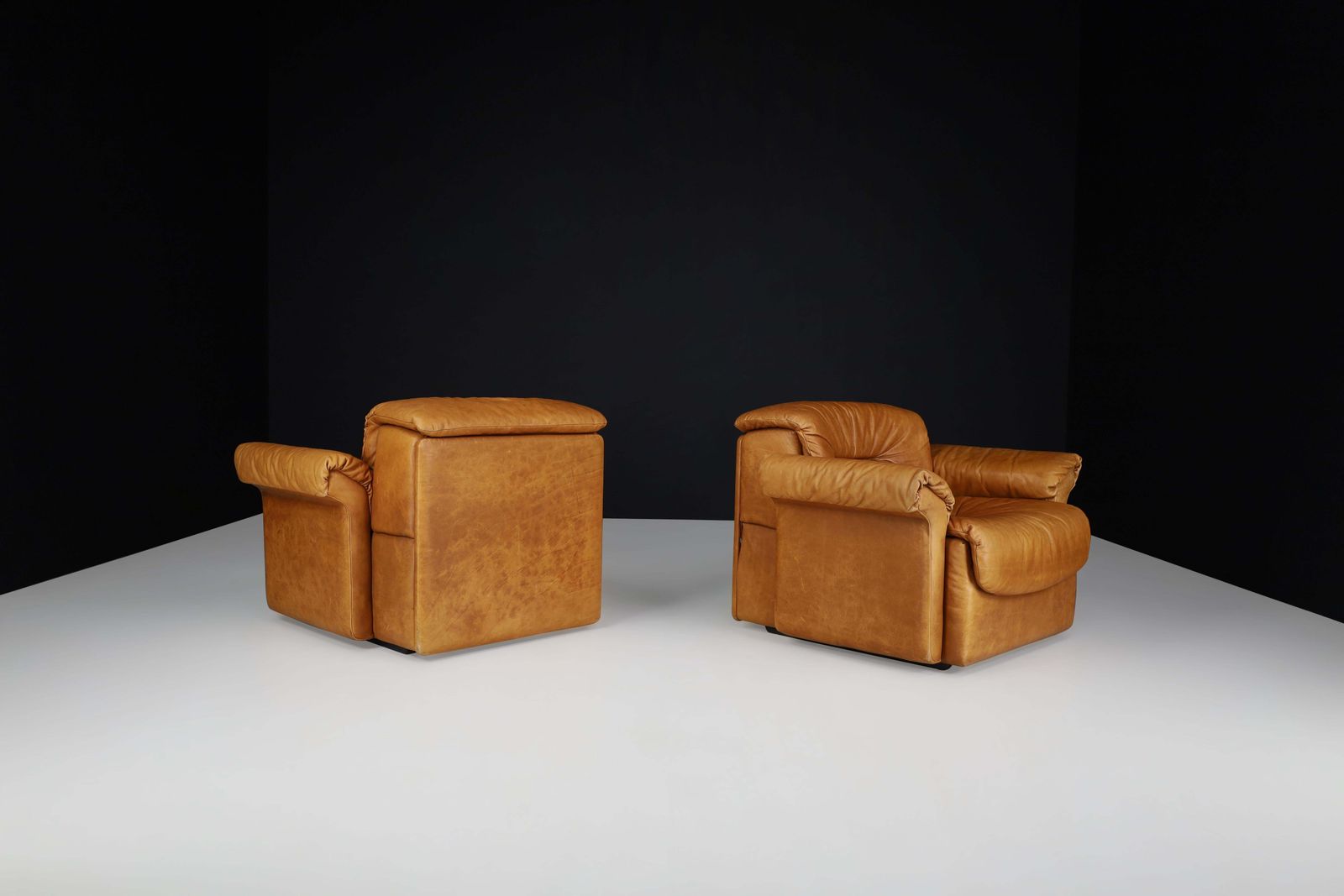 De Sede Ds 14 Lounge Chairs In Patinated Cognac Leather, Switzerland, 1970s photo buy
