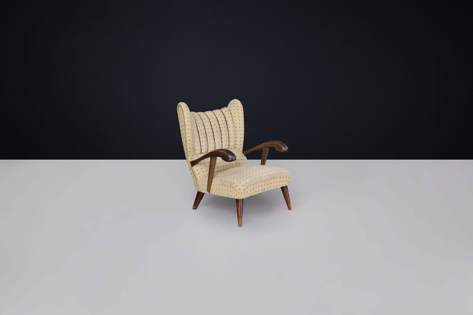 Sculpted Lounge Chair In Walnut With Original Upholstery, Prague, 1930. photo furniture