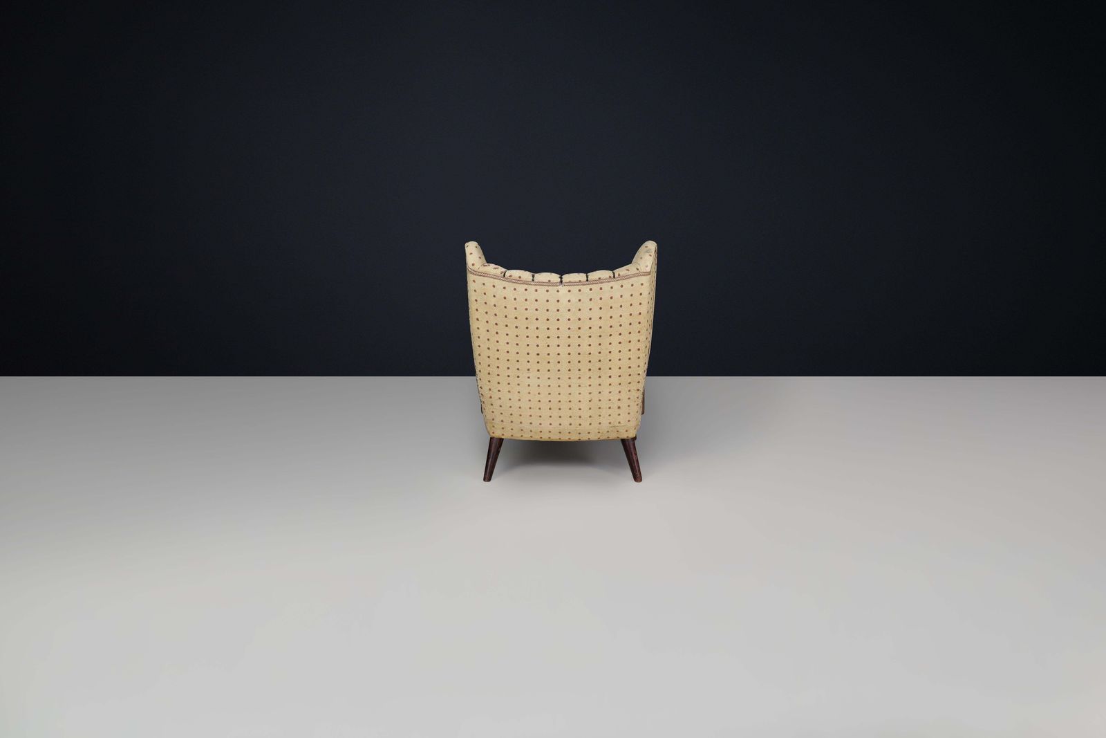 Sculpted Lounge Chair In Walnut With Original Upholstery, Prague, 1930. photo vintage