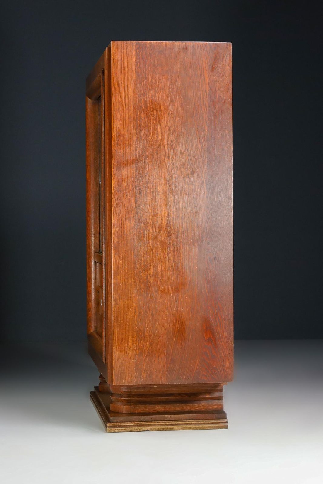 Furniture Charles Dudouyt Art Deco Glazed Cabinet In Oak, France, 1940s photo
