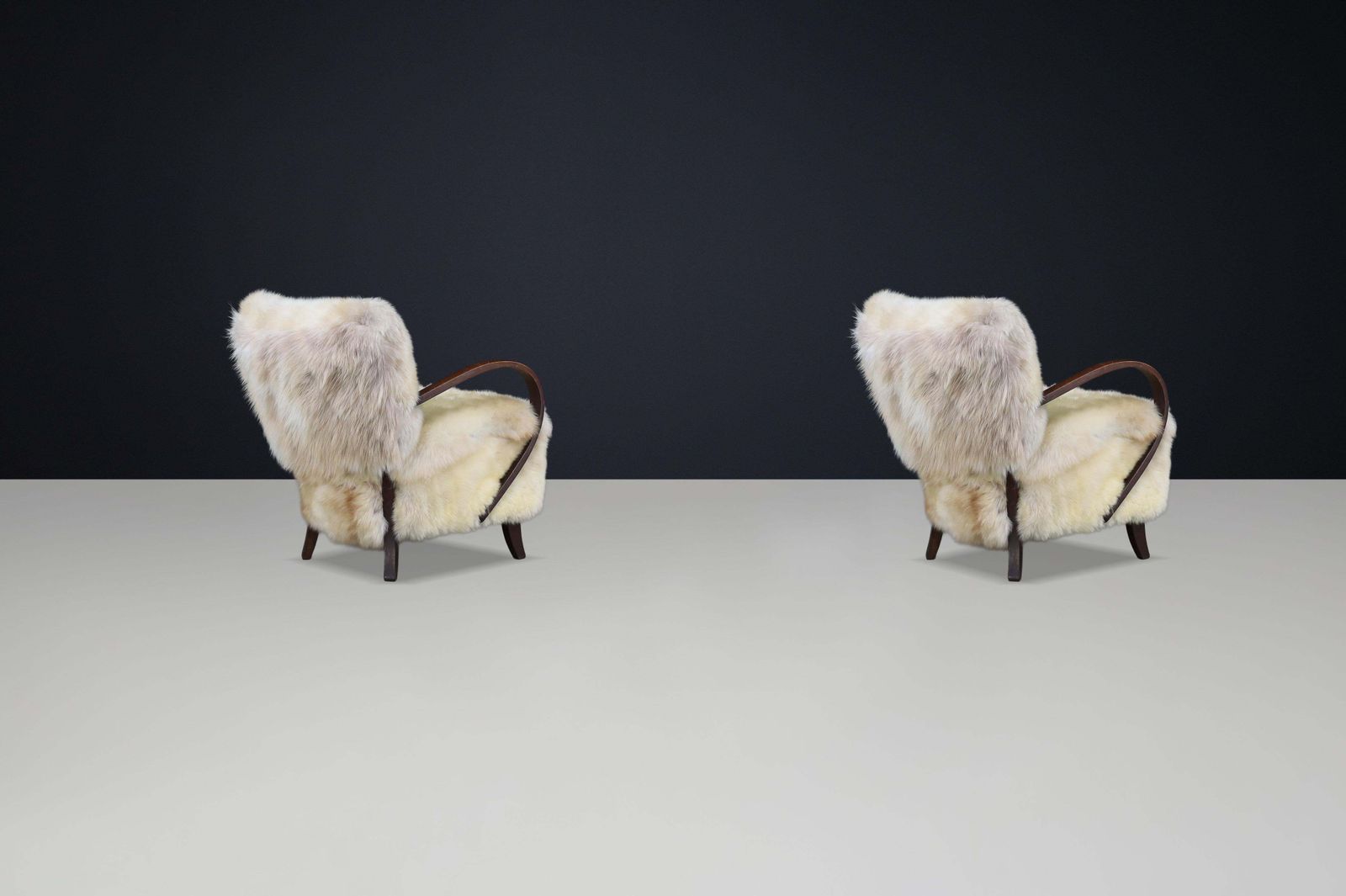 1930s Jindřich Halabala Bentwood Lounge Chairs In Sheepskin, Thonet photo Furniture