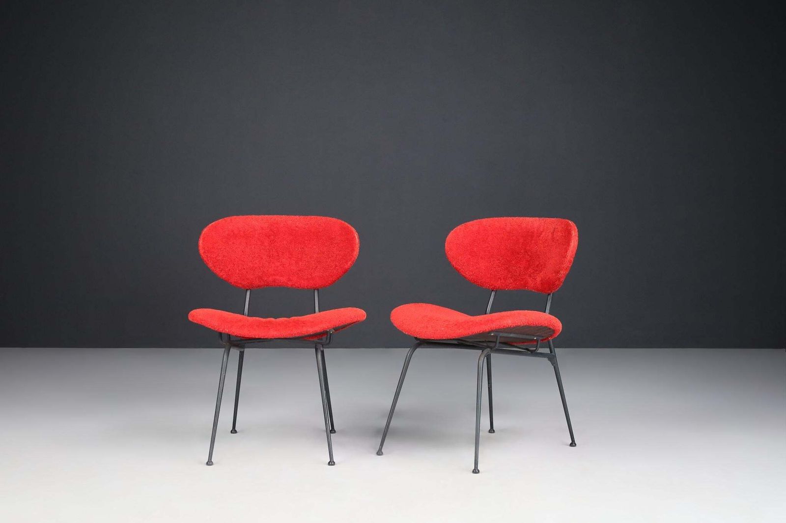 Red Mid Century Modern Side Chairs By Gastone Rinaldi, Italy, 1960s photo Furniture