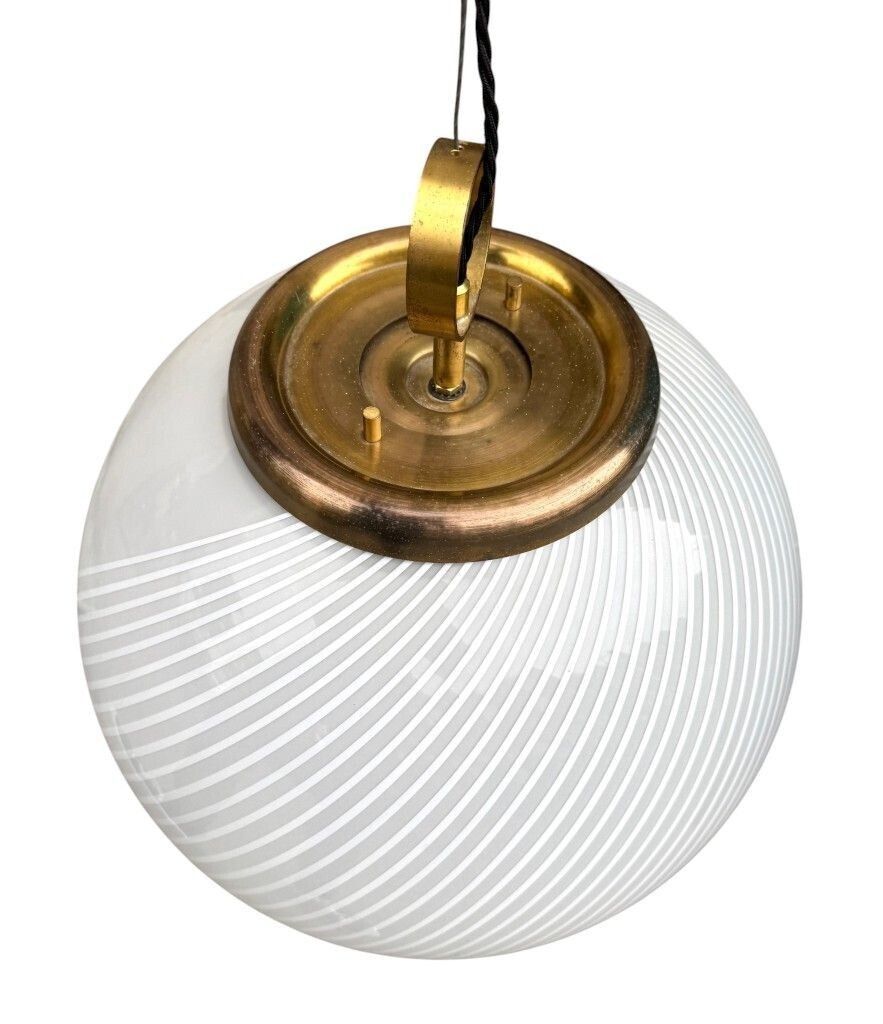 A Large 1960s Venini Murano Glass Ball “Tessuto” Swirl Pendant Light photo buy