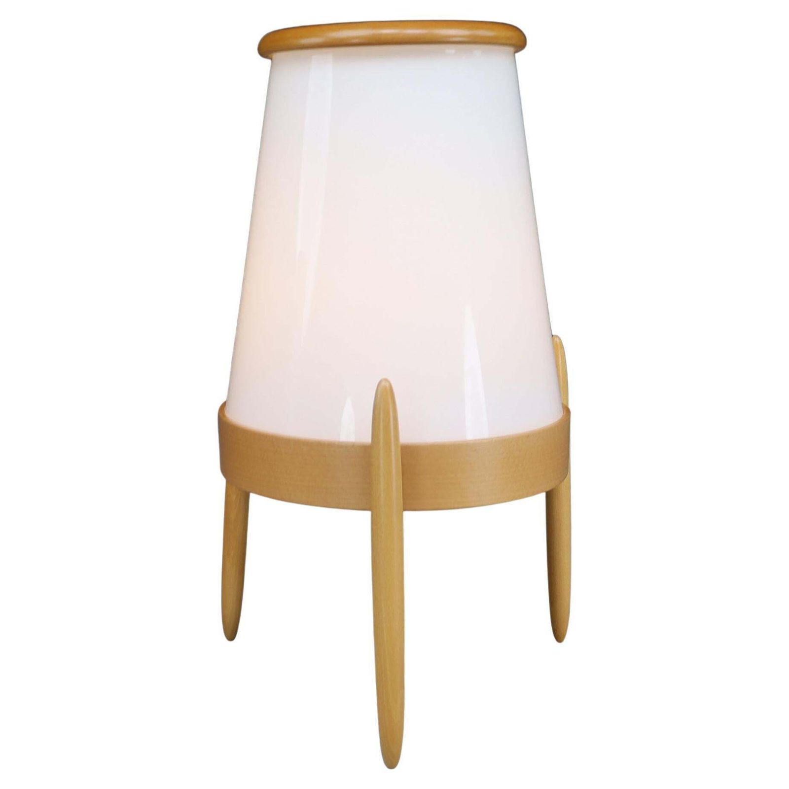 Large Modern Opaline Glass And Ash Floor Lamp By Uluv, Cz 1960s