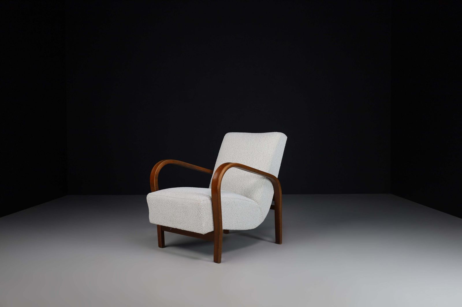 Karel Koželka & Antonín Kropáček Bentwood And Bouclé Armchairs, 1940s photo 3000.0