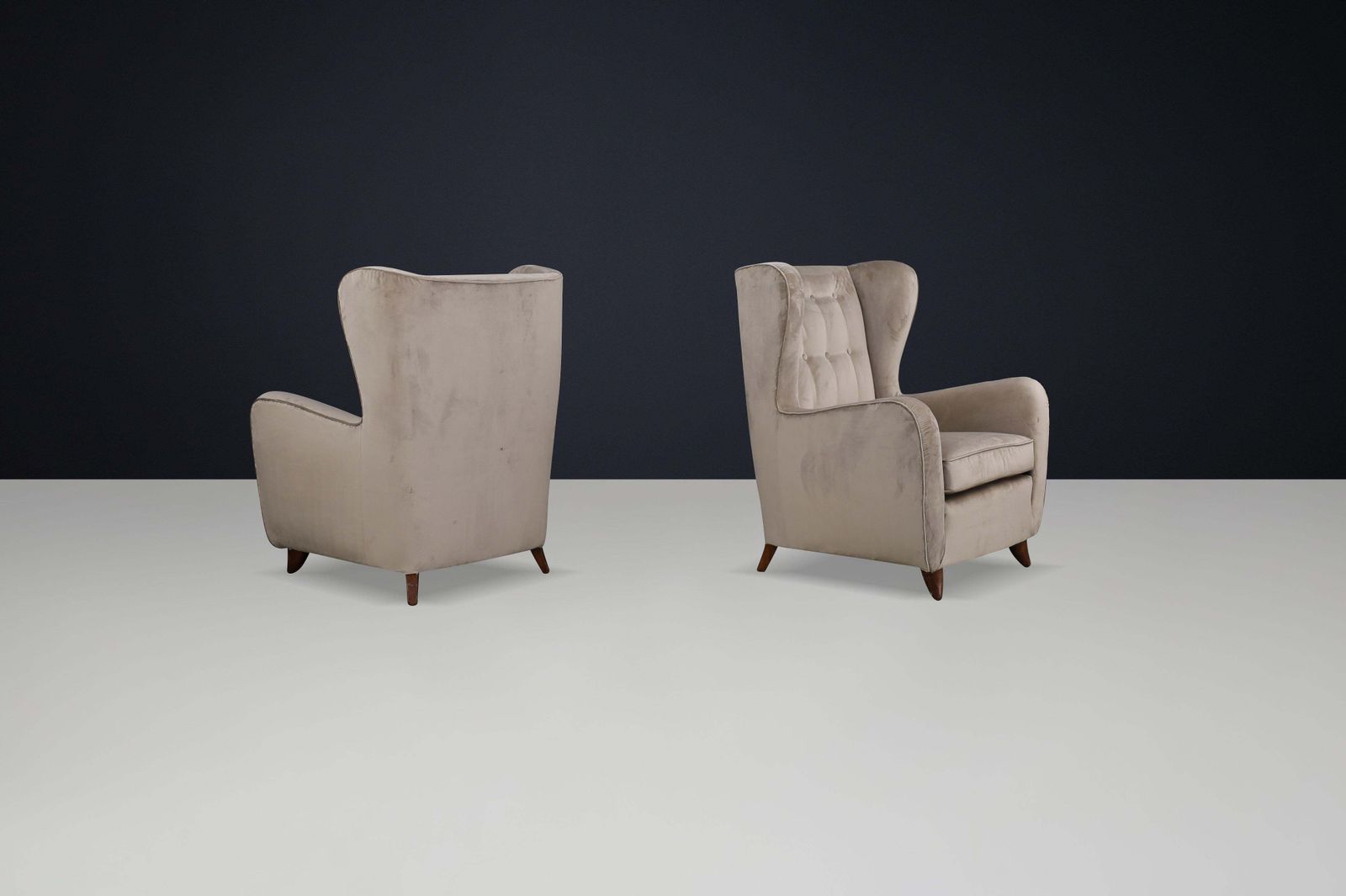 Pair Of Paolo Buffa Wingback Velvet Armchairs, Italy, 1950s photo Furniture