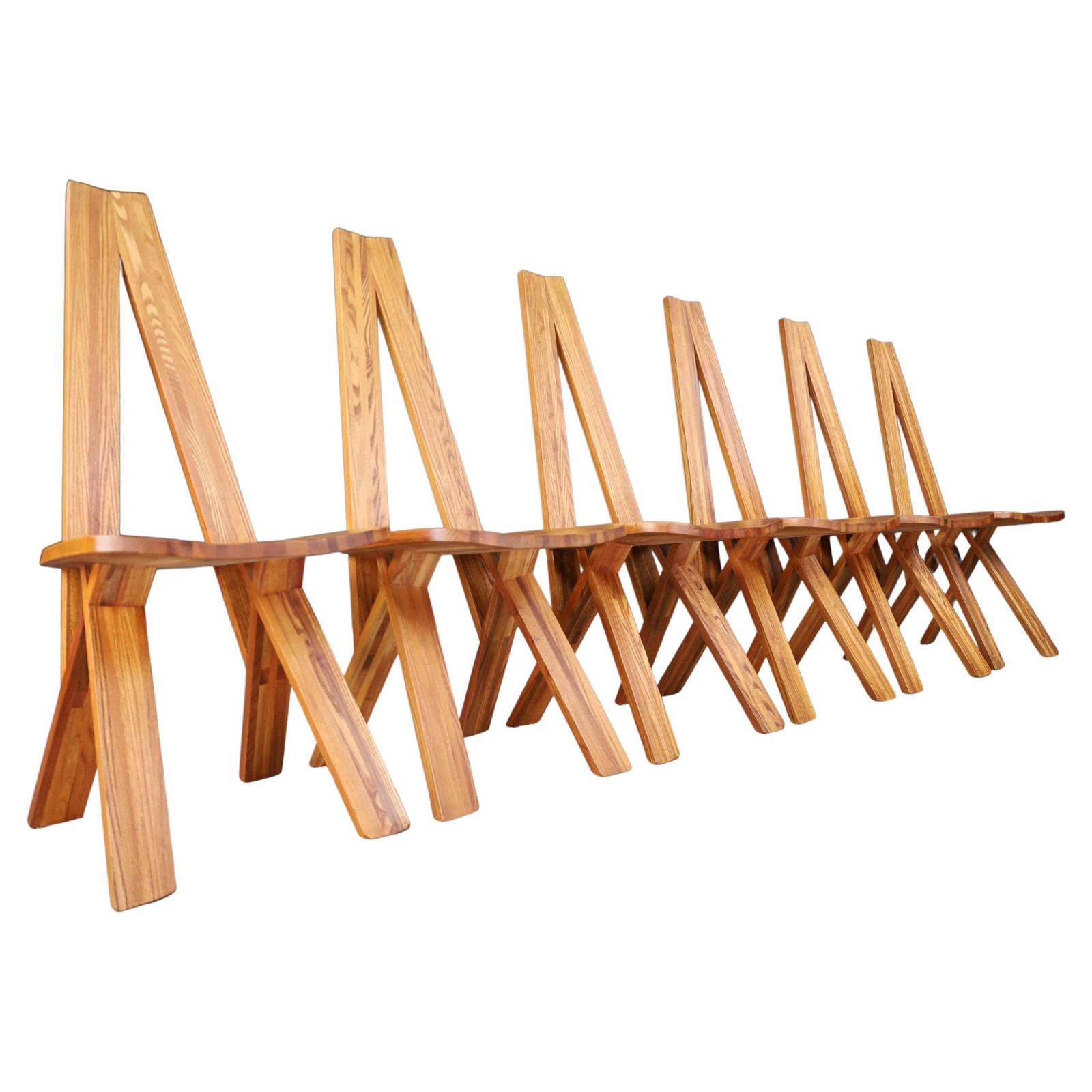 Pierre Chapo Set Of Six 'S45'dining Room Chairs In Elm, France 1970s