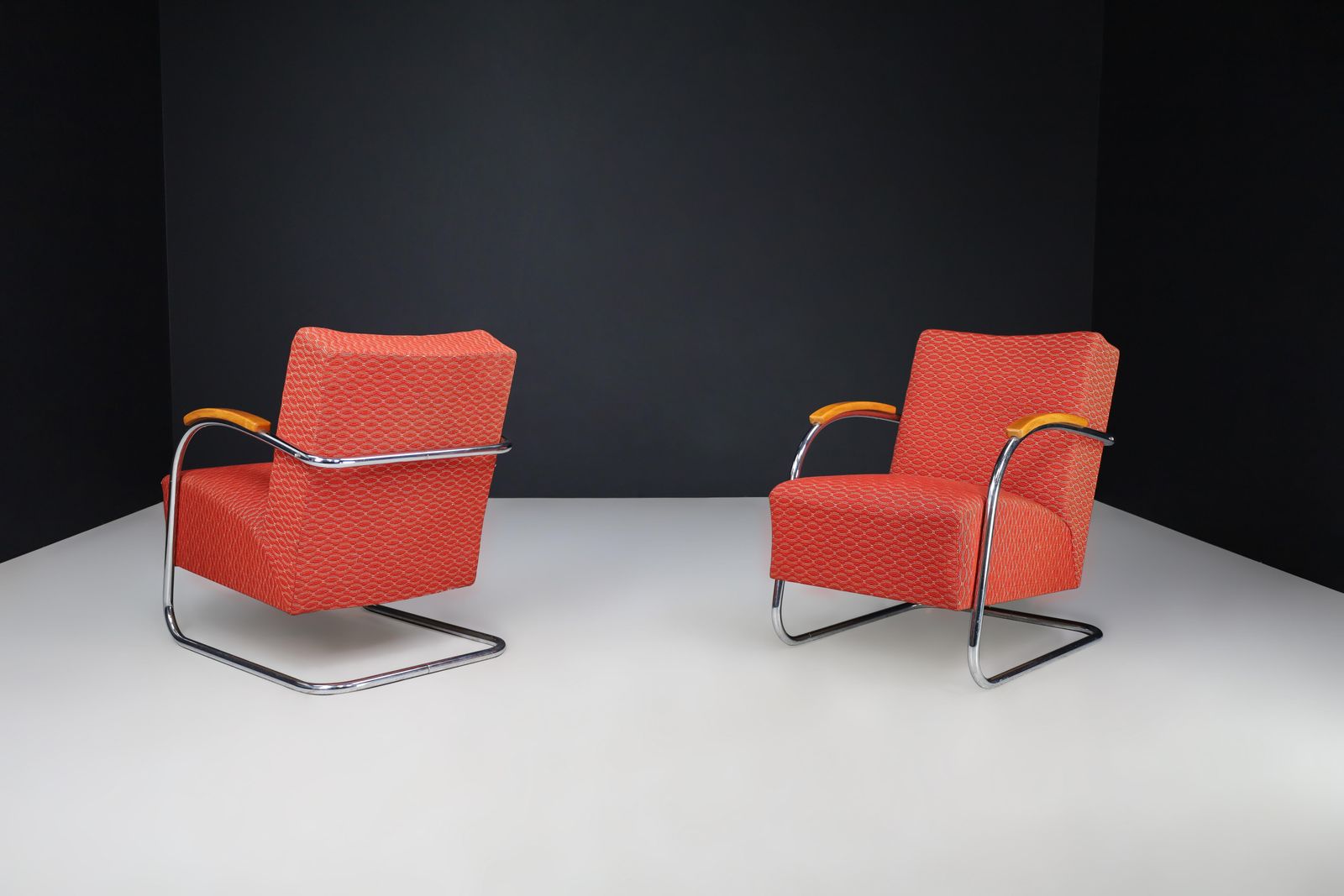 Mucke & Melder Bauhaus Original Upholstered Armchairs, Czech Republic 1930s photo 3282.0