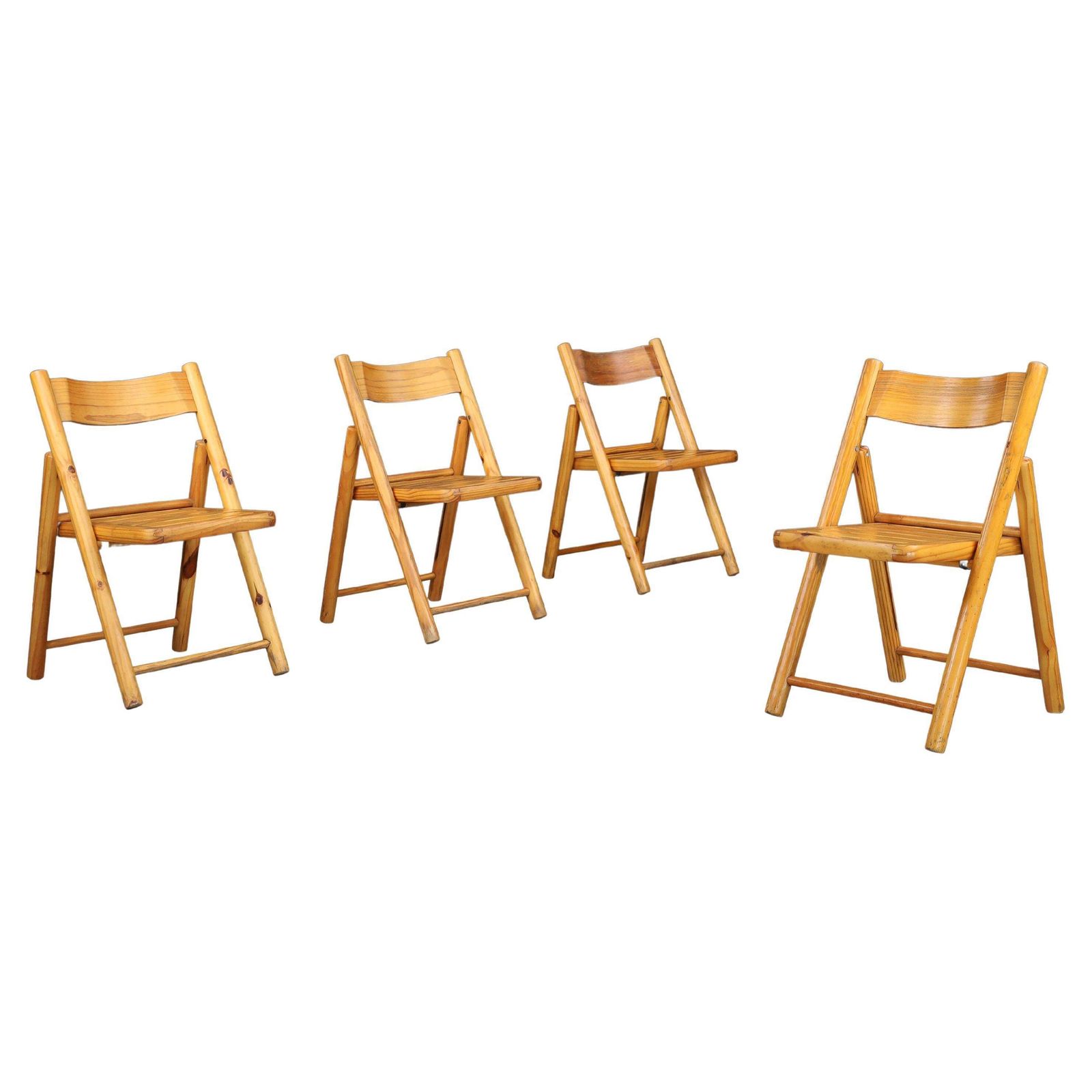 Scandinavian Modern Pine Folding Chairs, In The Style Of Rainer Daumiller 1970s