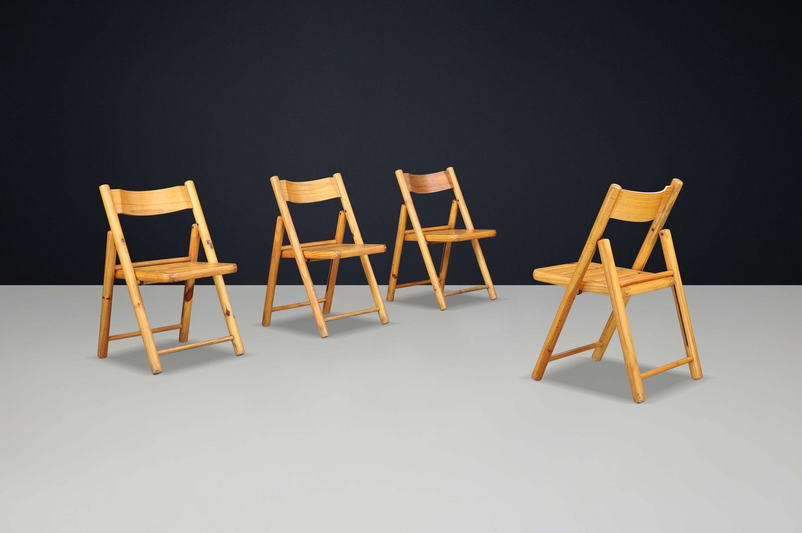 Scandinavian Modern Pine Folding Chairs, In The Style Of Rainer Daumiller 1970s photo for sale