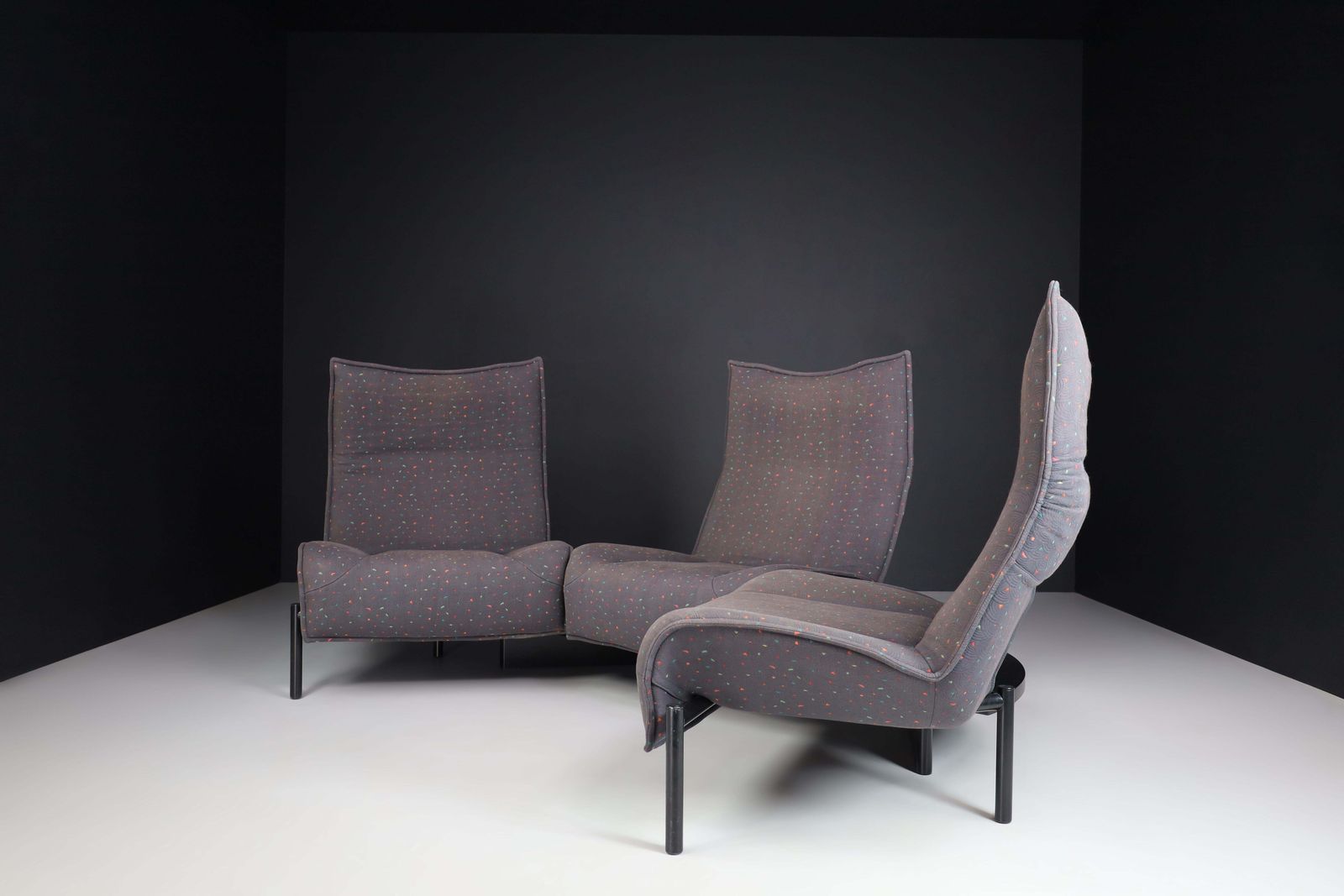 photo furniture 'Veranda' 3 Seater Fabric Sofa By Vico Magistretti For Cassina, Italy, 1980s