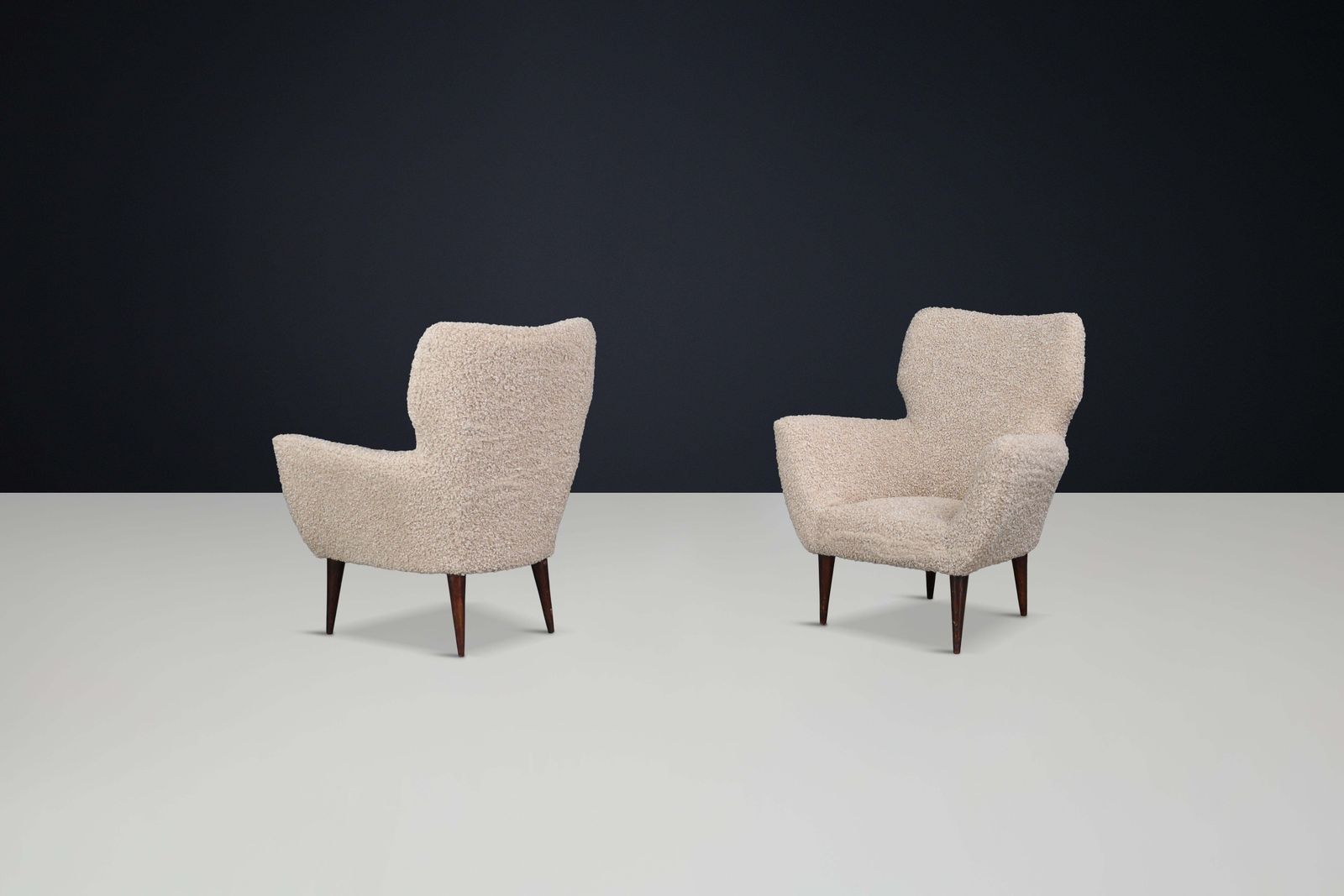 Mid Century Teddy Upholstered Armchairs The Style Of Gio Ponti, Italy 1950 photo buy