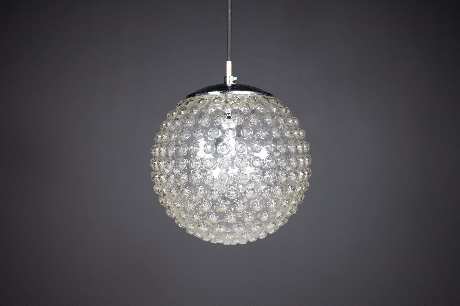 Large Set Rolf Krüger Chrome And Bubble Glass Pendant For Staff, Germany 1970s photo furniture