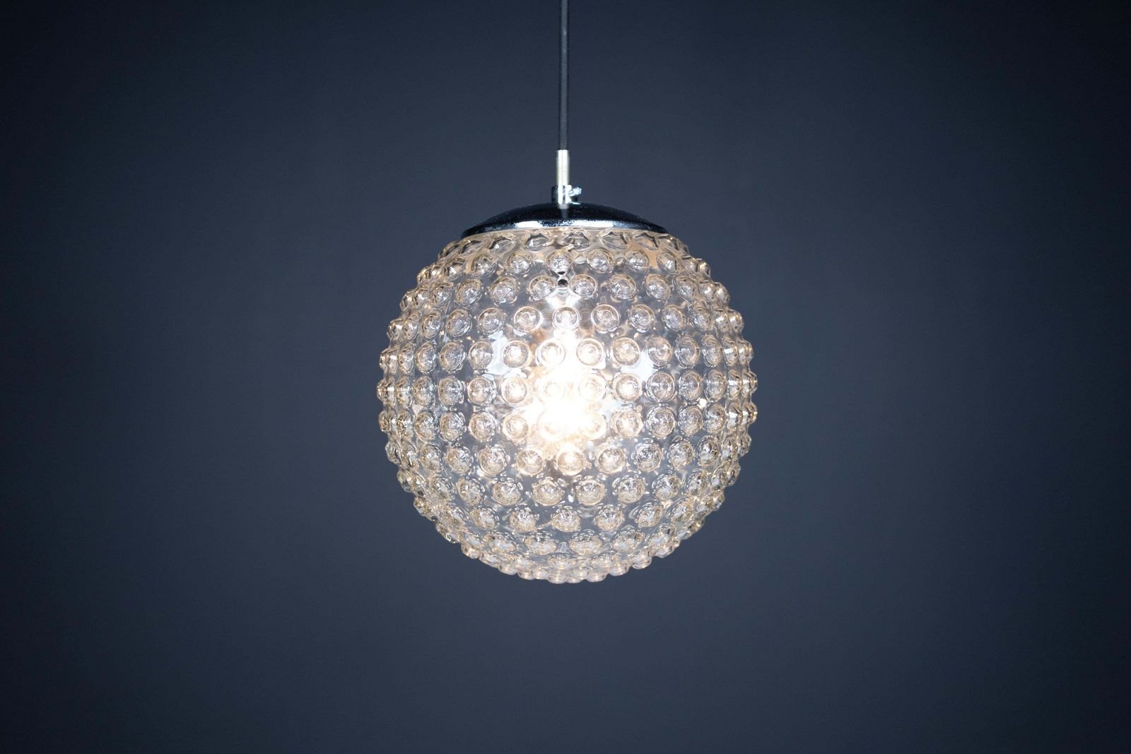 Large Set Rolf Krüger Chrome And Bubble Glass Pendant For Staff, Germany 1970s photo 582.0