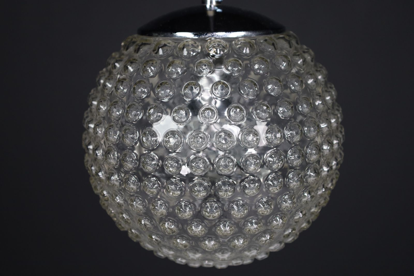 Large Set Rolf Krüger Chrome And Bubble Glass Pendant For Staff, Germany 1970s photo vintage