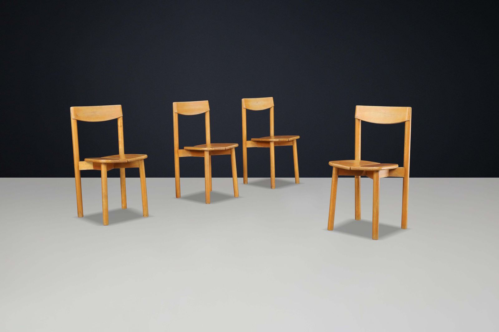 Pierre Gautier Delaye “Coffee Bean” Dining Chairs In Stained Beechwood, France photo 3517.0