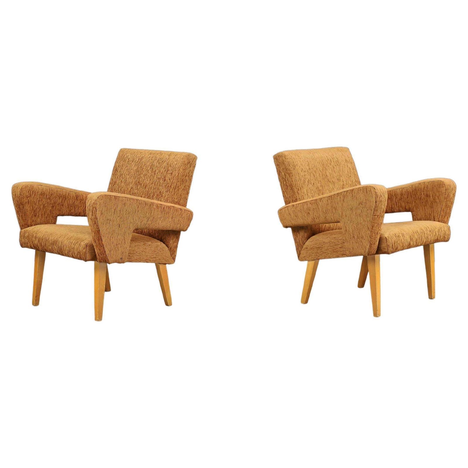 Pair Of Mid Century Lounge Chairs With Original Upholstery, 1960s Czech Republic