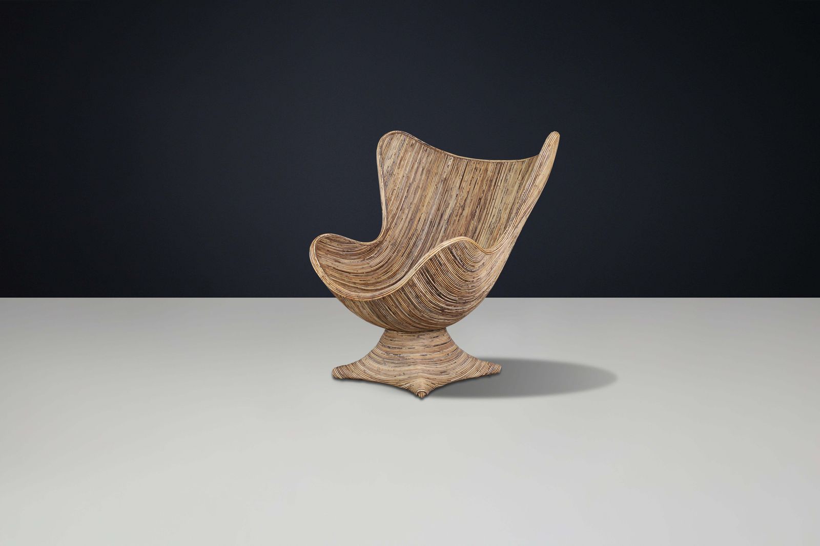 Large Sculptural Rattan Lounge Or Egg Chair, Italy, 1980s photo for sale