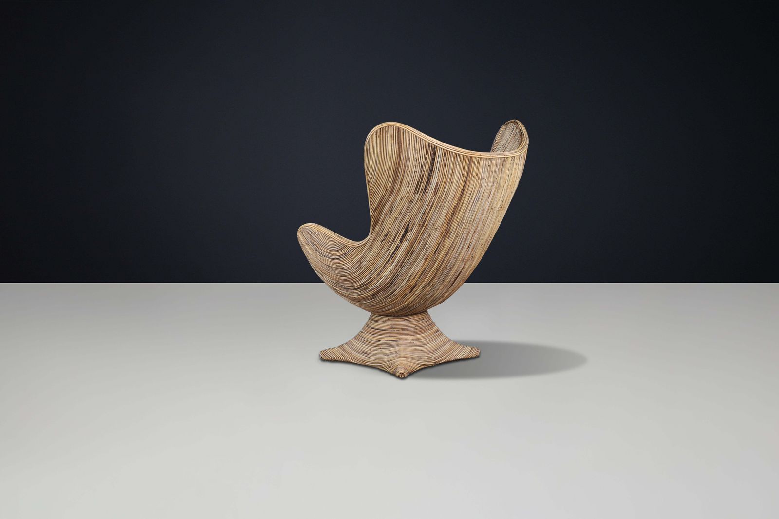 Large Sculptural Rattan Lounge Or Egg Chair, Italy, 1980s photo vintage