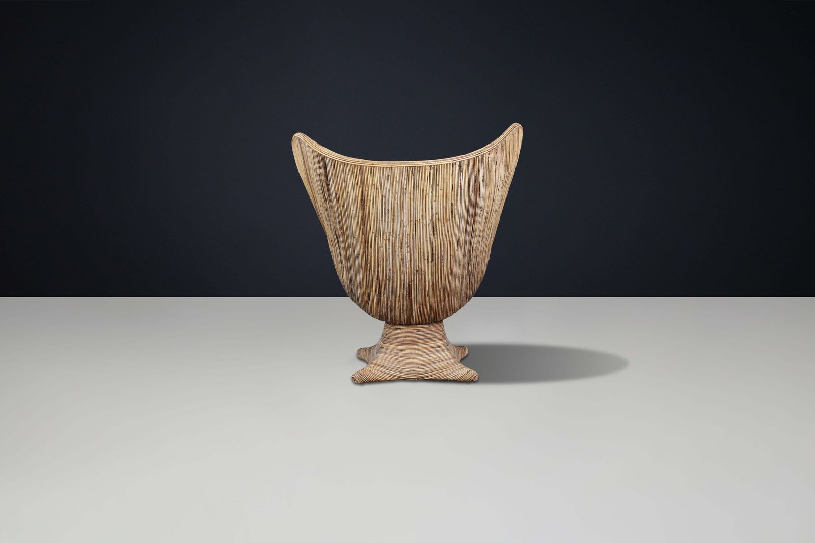 photo furniture Large Sculptural Rattan Lounge Or Egg Chair, Italy, 1980s