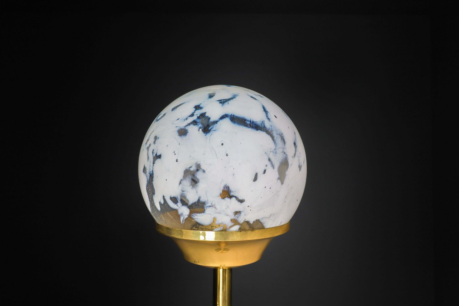 Bohemian Brass And Hand Blown Art Glass Globe Floor Lamp Czech Republic 1960s photo for sale