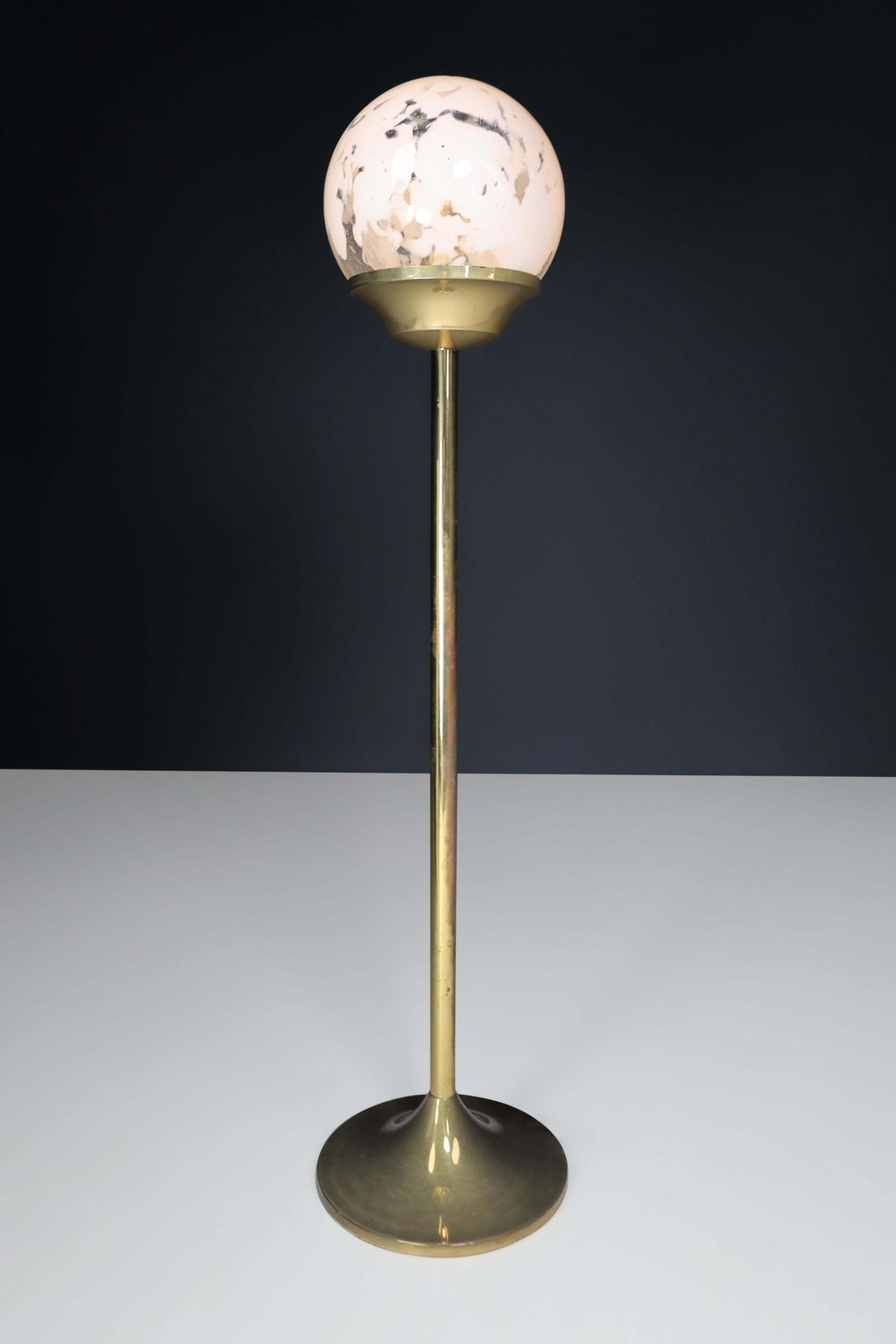 Bohemian Brass And Hand Blown Art Glass Globe Floor Lamp Czech Republic 1960s photo buy