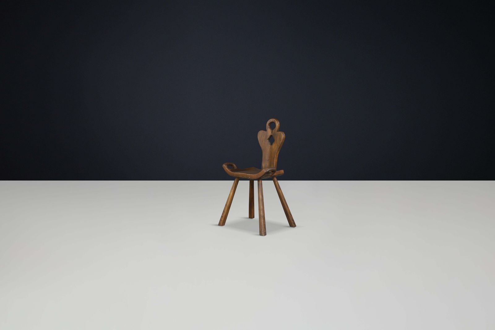 Set Of 8 Sculptural French Alpine Chairs In Solid Oak, France, 1950s photo furniture