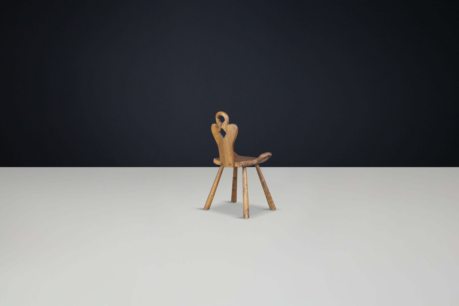 Set Of 8 Sculptural French Alpine Chairs In Solid Oak, France, 1950s photo Furniture