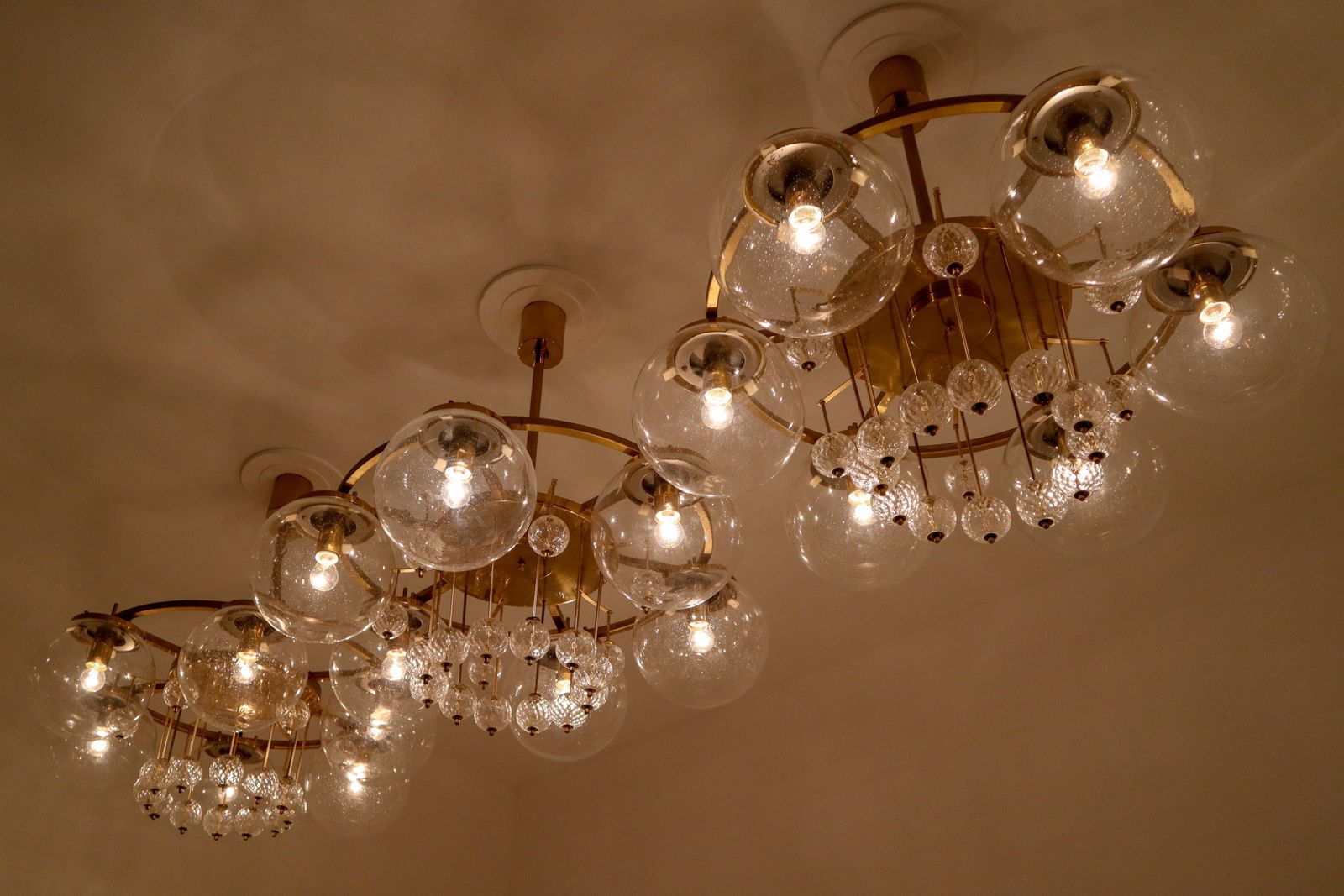 Hotel Chandelier, In Brass And Glass, Austria 1950s photo 9331.0