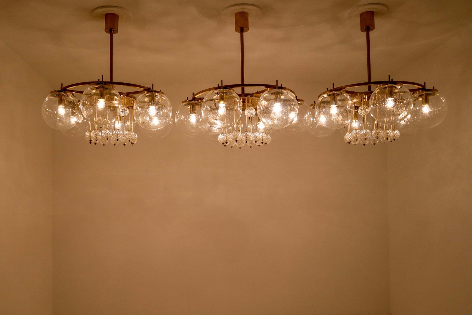 Hotel Chandelier, In Brass And Glass, Austria 1950s photo vinterior