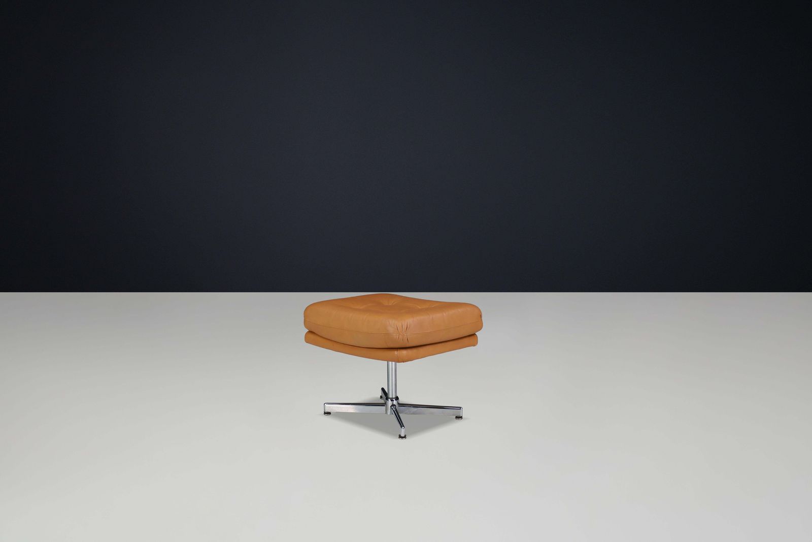 Eugen Schmidt Swivel Lounge Chair And Ottoman In Cognac Leather, Germany, 1970s photo Furniture