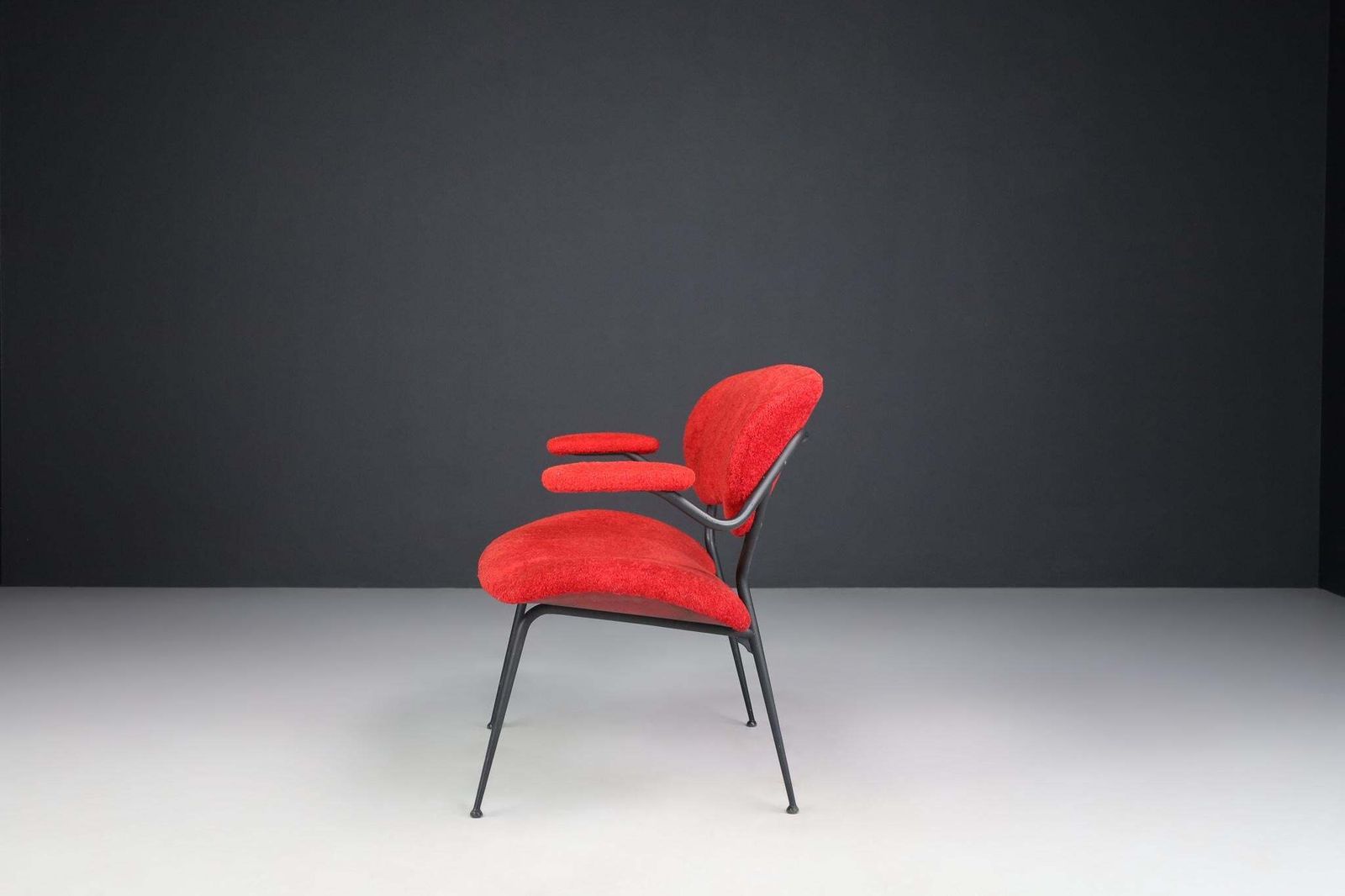 Red Mid Century Modern Sofa/Bench By Gastone Rinaldi, Italy, 1960s photo buy