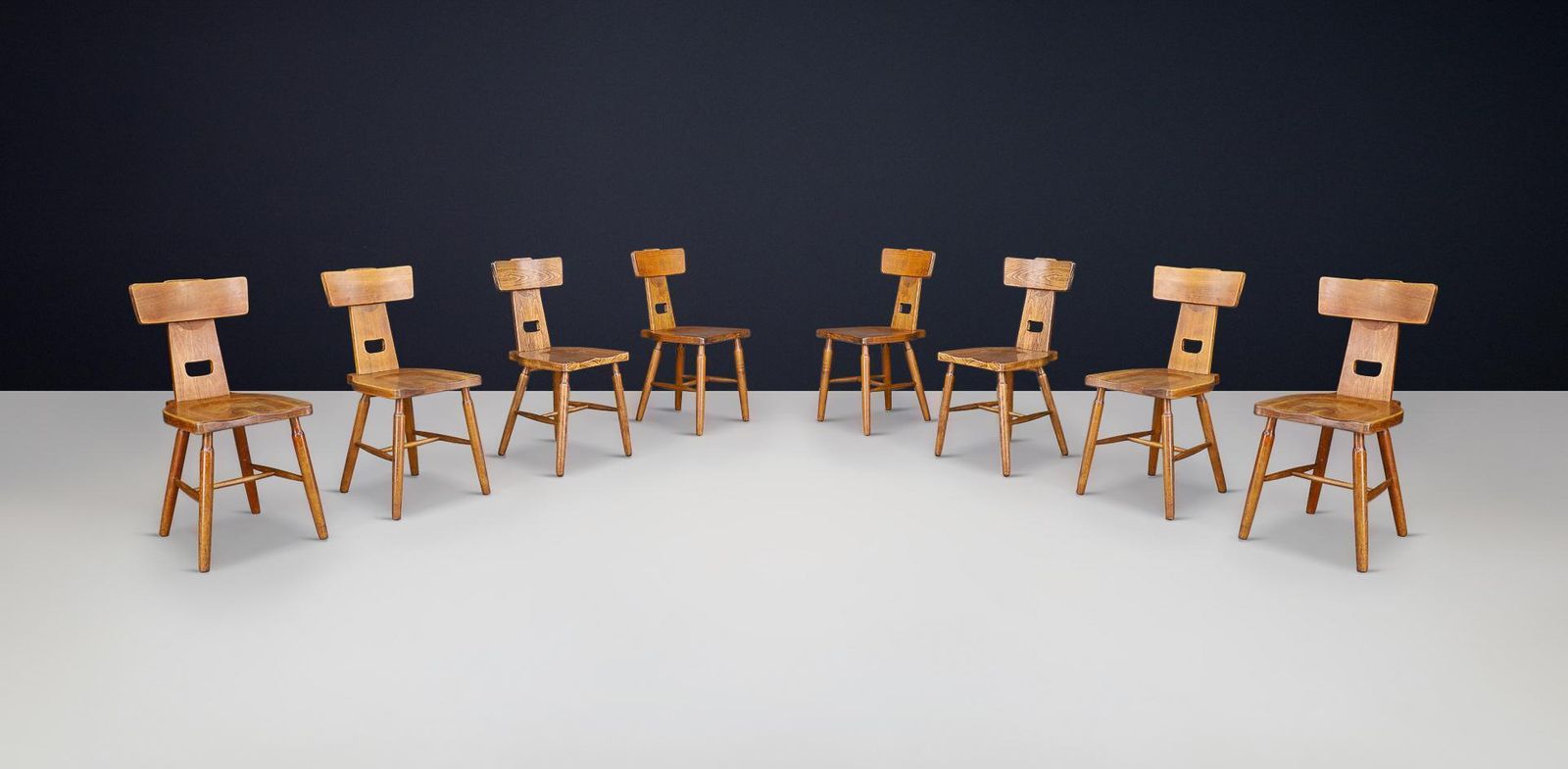 photo furniture T Back Oak Dining Chair, France, 1950s – 120 Available
