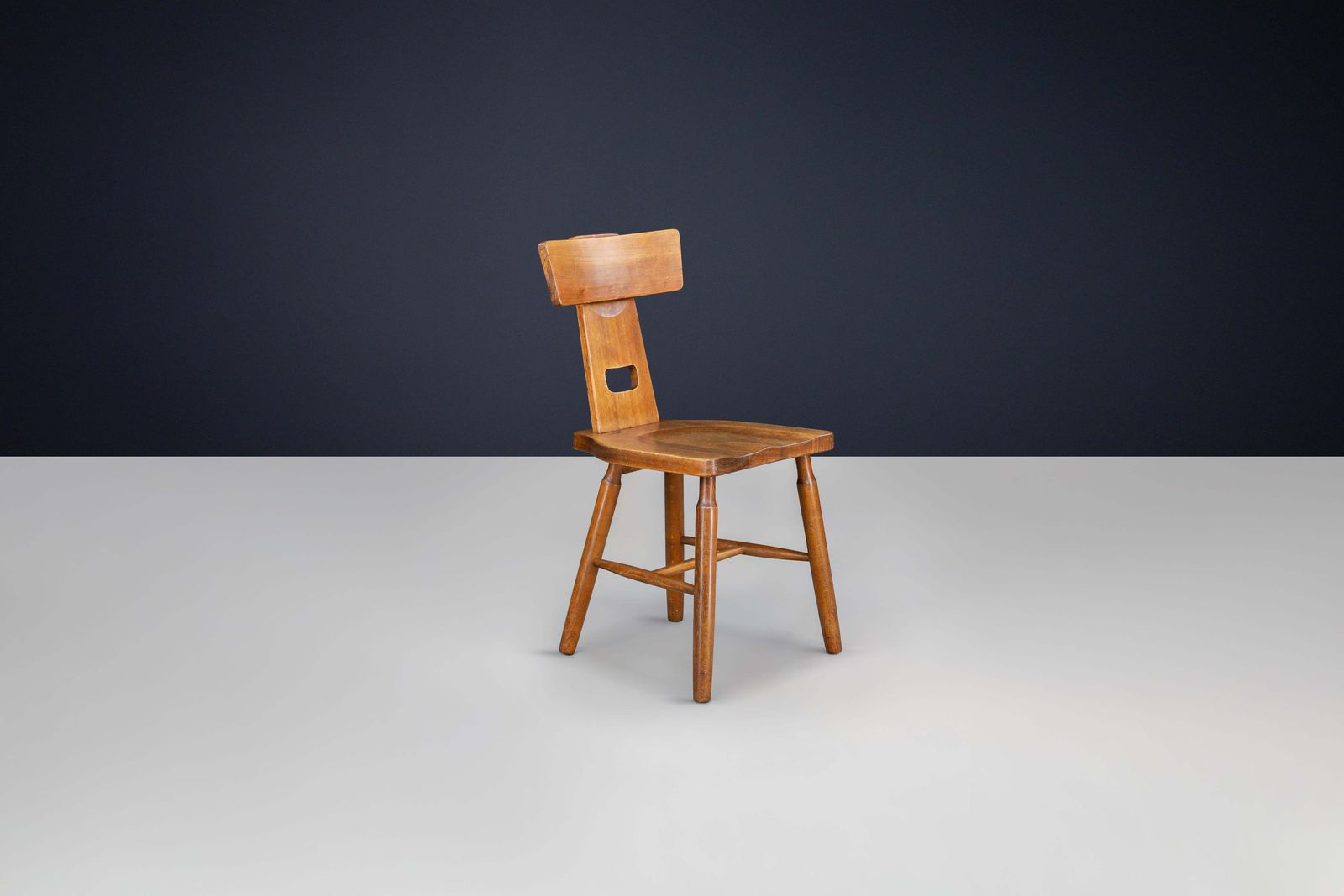 photo vintage T Back Oak Dining Chair, France, 1950s – 120 Available