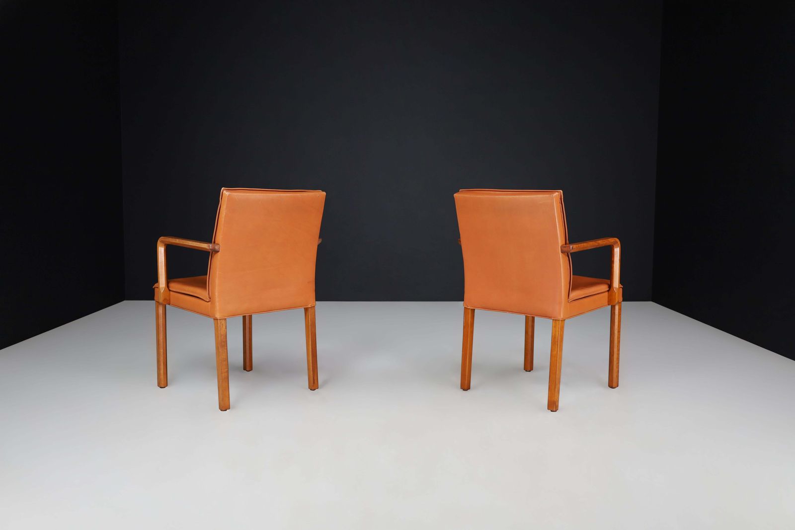 Walter Knoll Pair Of Two Arm Chairs In Bentwood And Cognac Leather, Germany 1970 photo Furniture