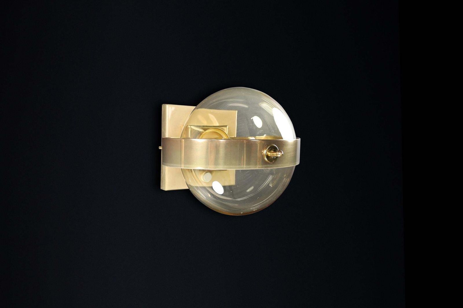 Mid Century Modern Brass And Art Glass Sconce By Preciosa, Czech Rupublic 1950s photo 949.0