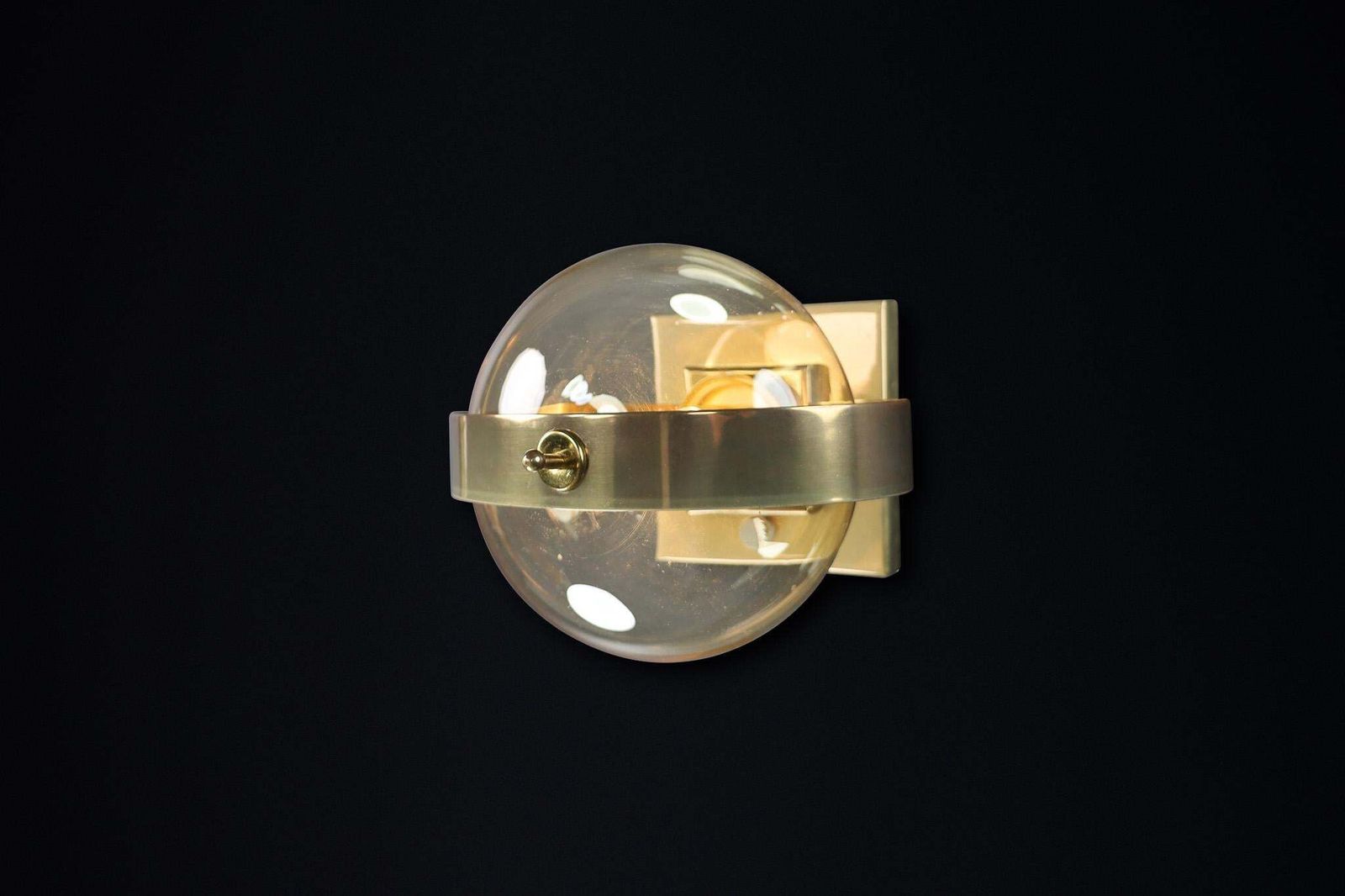 Mid Century Modern Brass And Art Glass Sconce By Preciosa, Czech Rupublic 1950s photo buy