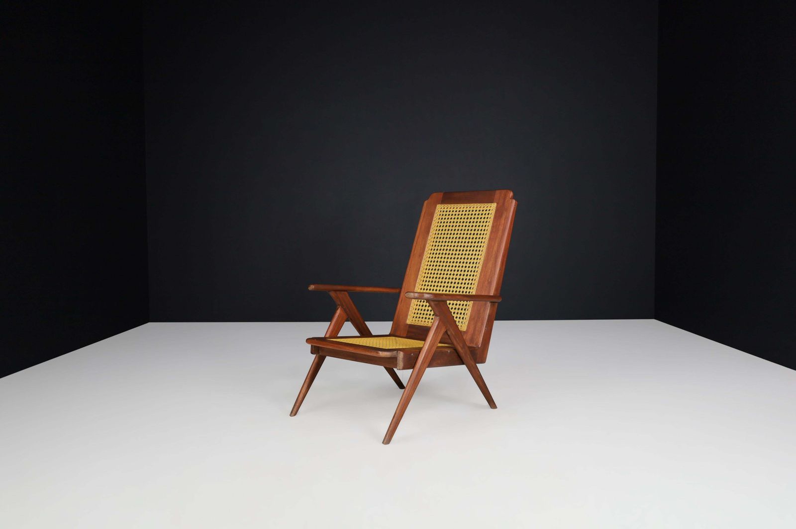 Lounge Chairs With Mahogany Structure And Webbing, France 1950s photo 1686.0
