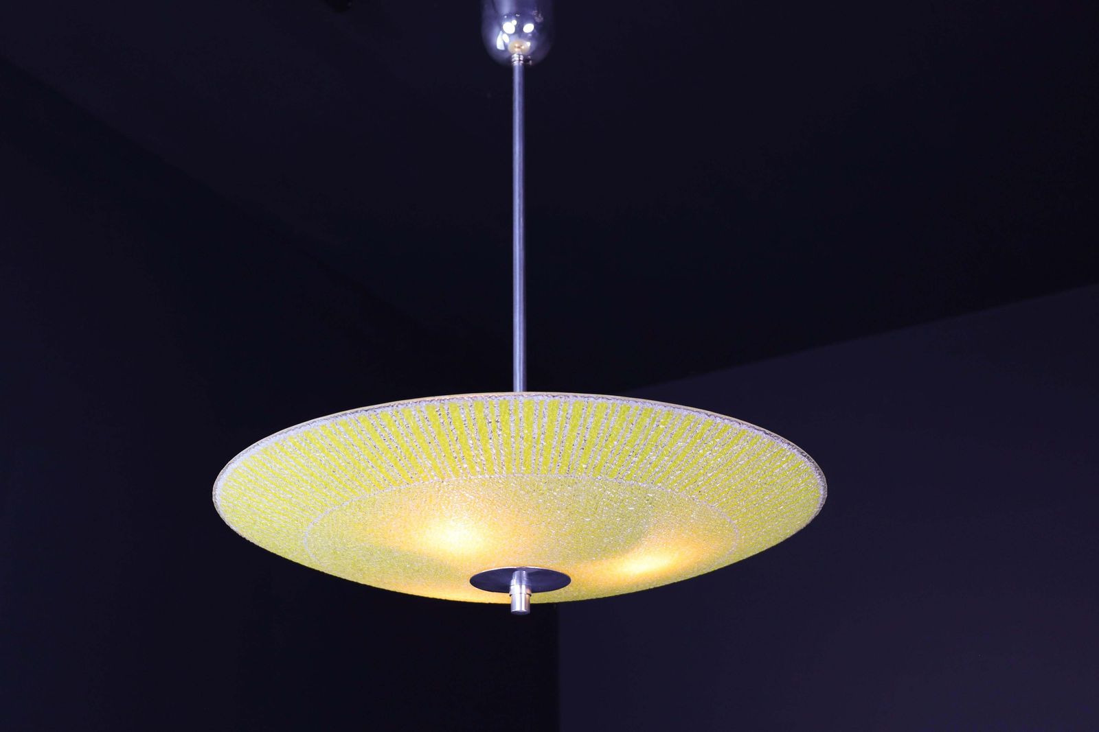 Mid Century Glass Hanging Pendant Lamp Brussels World Expo 1958 photo vintage
