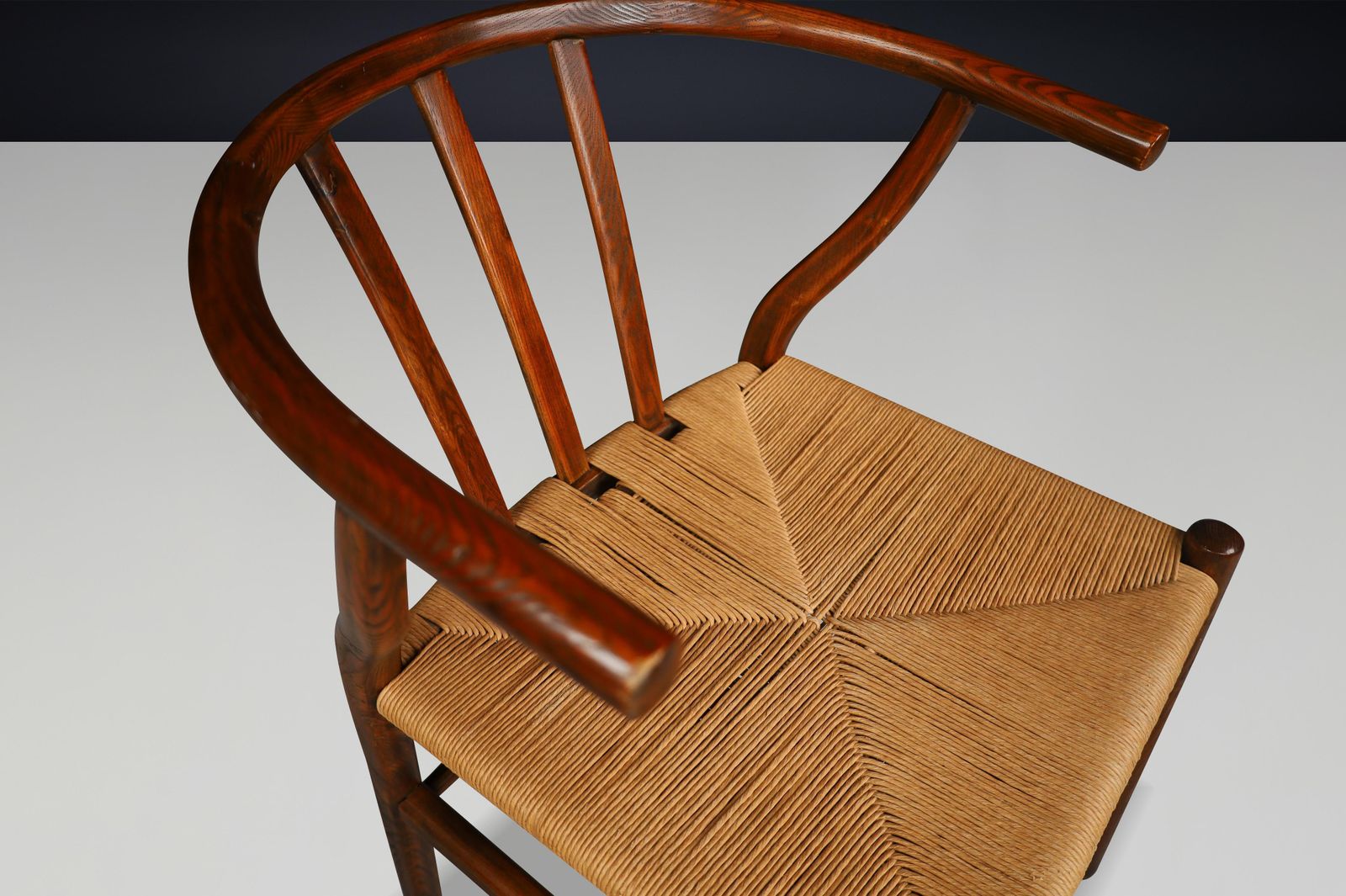 Wicker And Oak Armchairs In The Style Of Hans J. Wegner Wishbone Chair Denmark photo buy