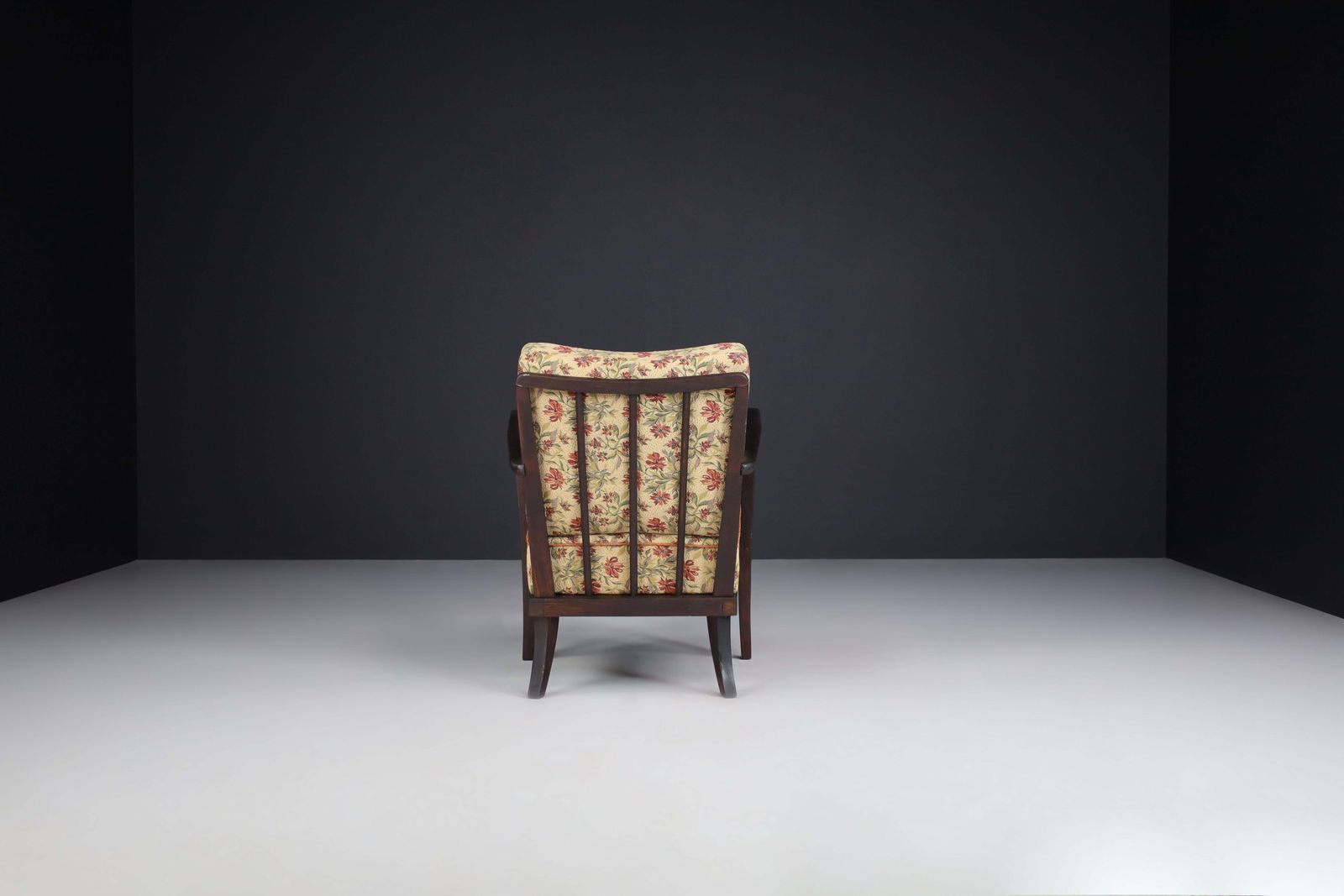 Furniture Armchairs With Floral Upholstery, France 1950s photo