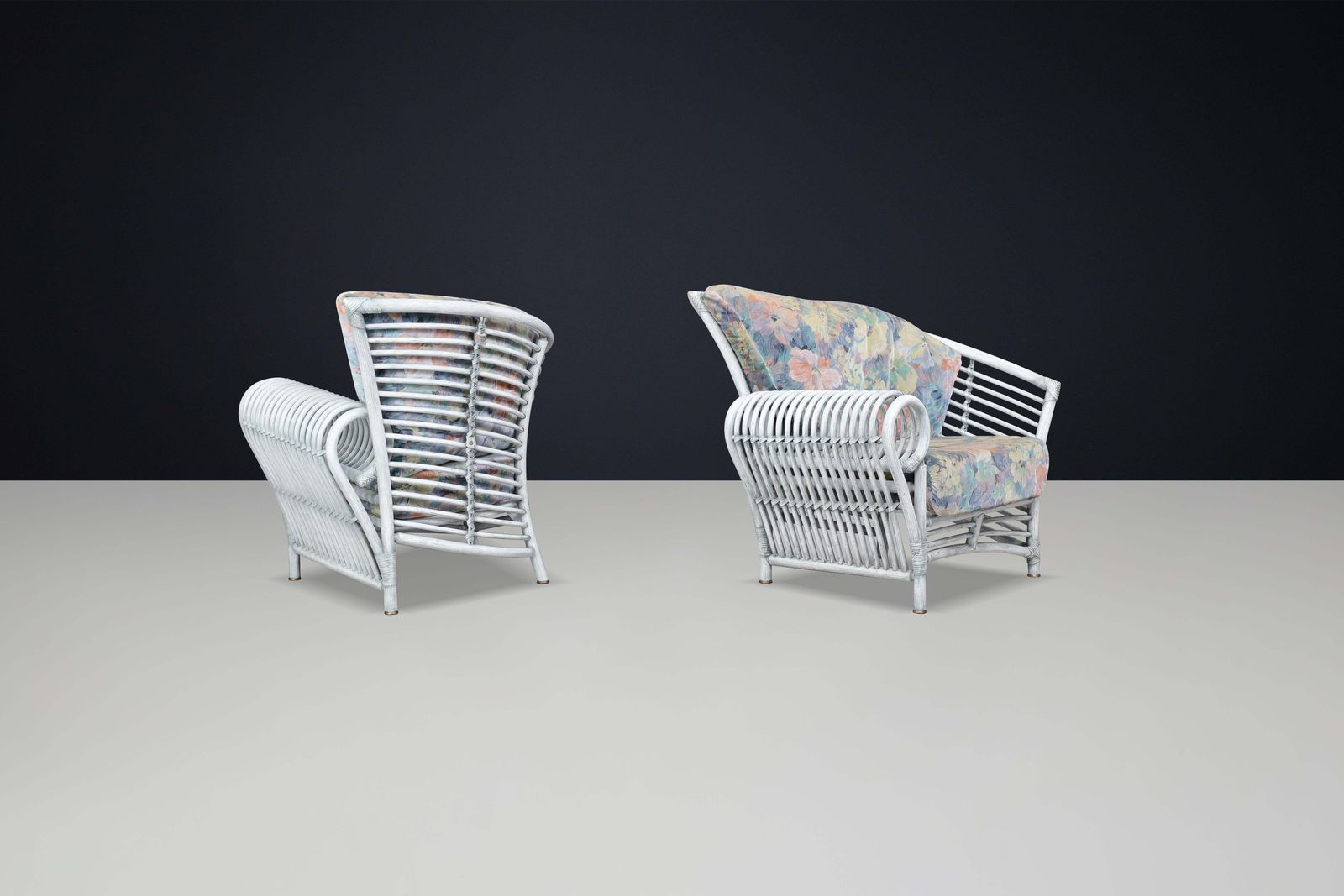 Pair Of Modern Rattan And Bamboo Lounge Chairs By Flechtatelier Schütz, Germany photo Furniture